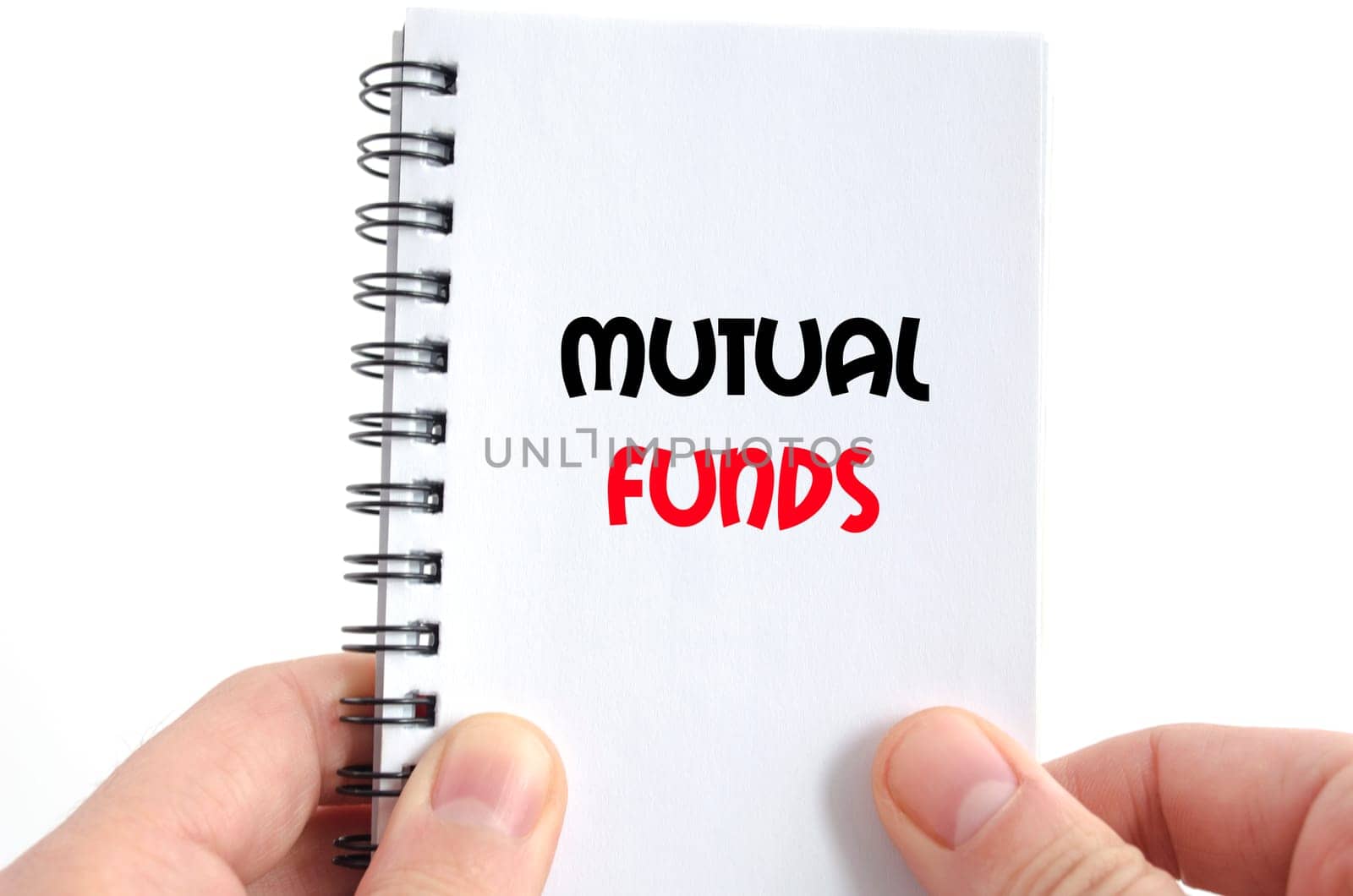 Mutual funds text concept isolated over white background