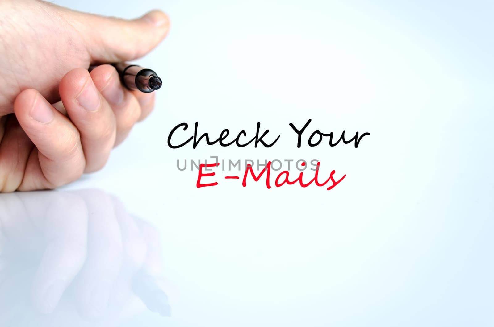 Check your e-mails text concept isolated over white background