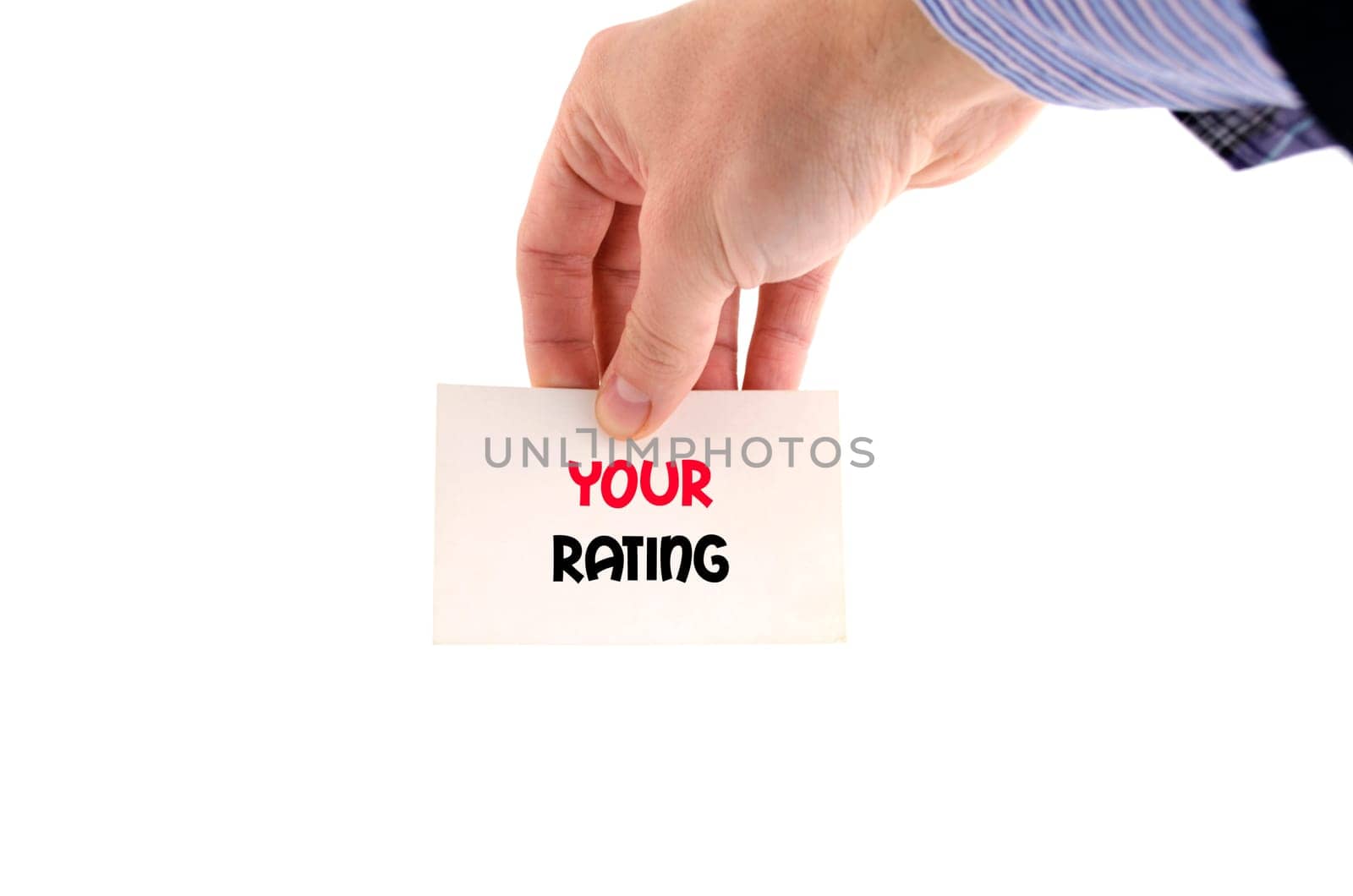 Your rating text concept isolated over white background