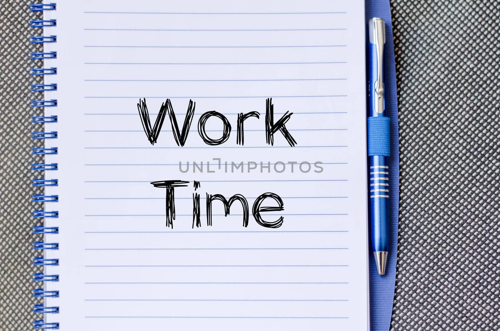 Work time text concept write on notebook