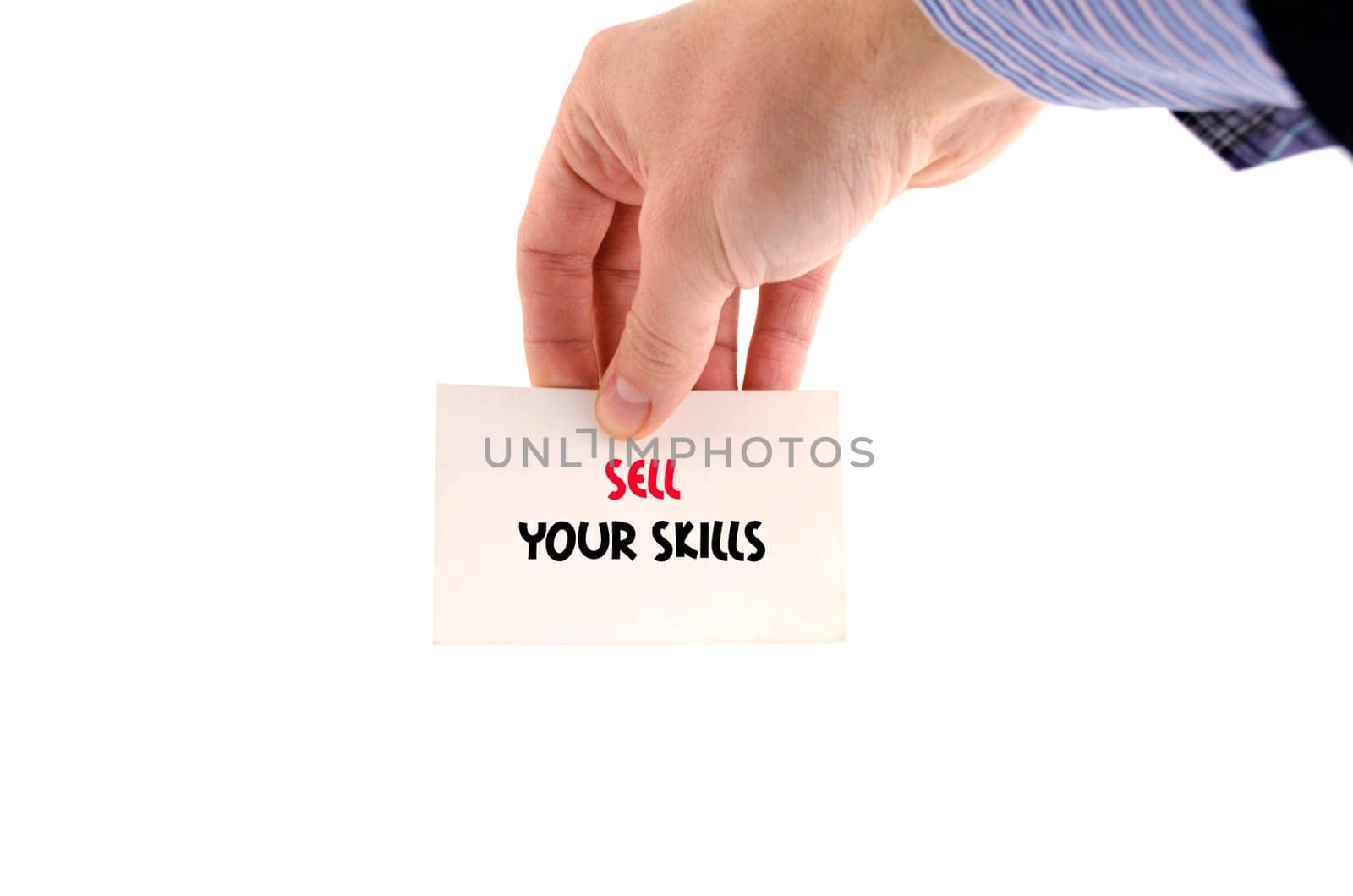 Sell your skills text concept isolated over white background