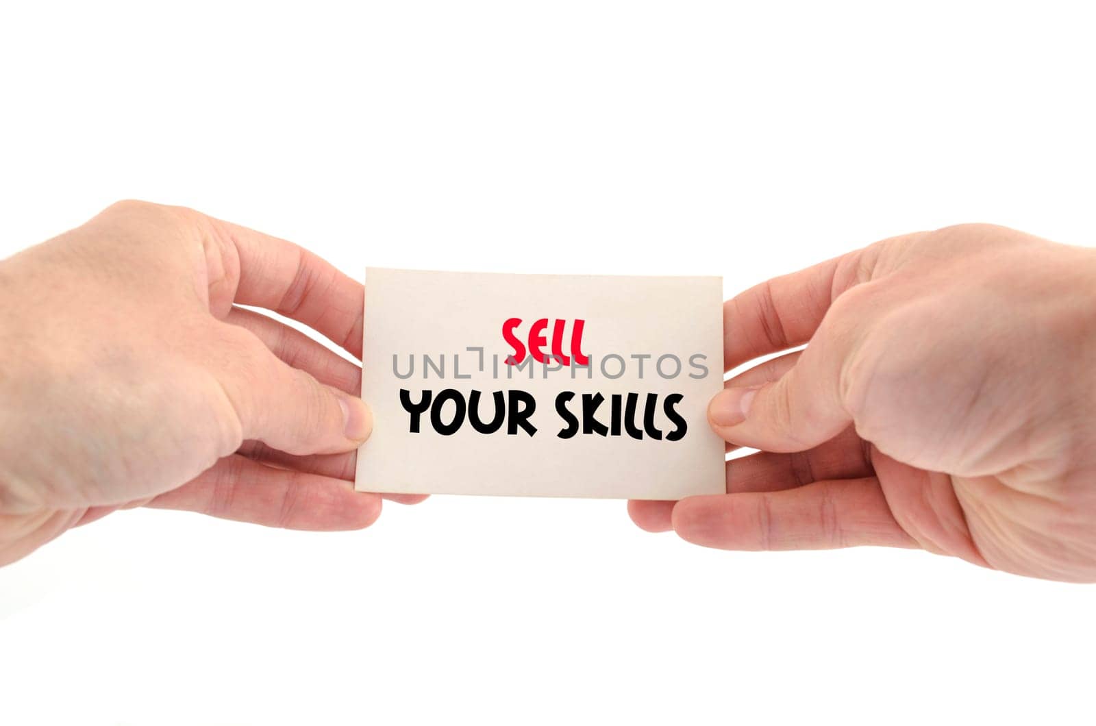 Sell your skills text concept isolated over white background