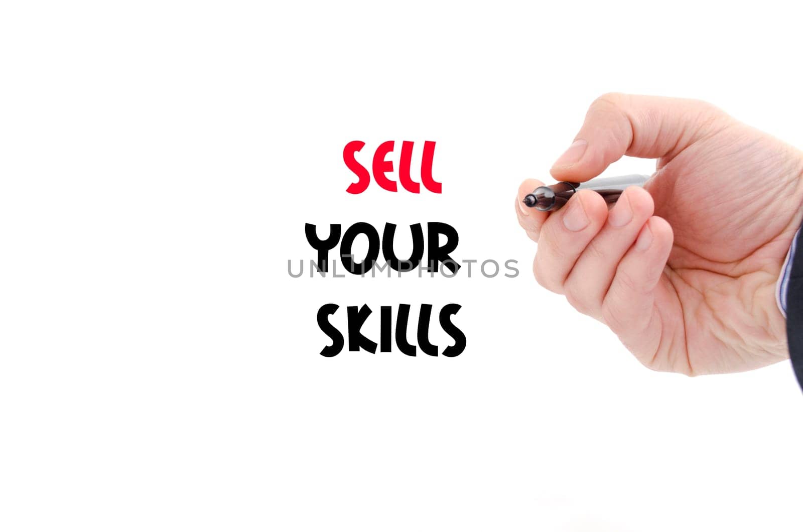 Sell your skills text concept isolated over white background