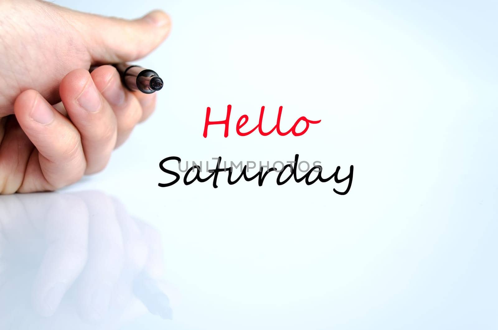 Hello saturday text concept isolated over white background