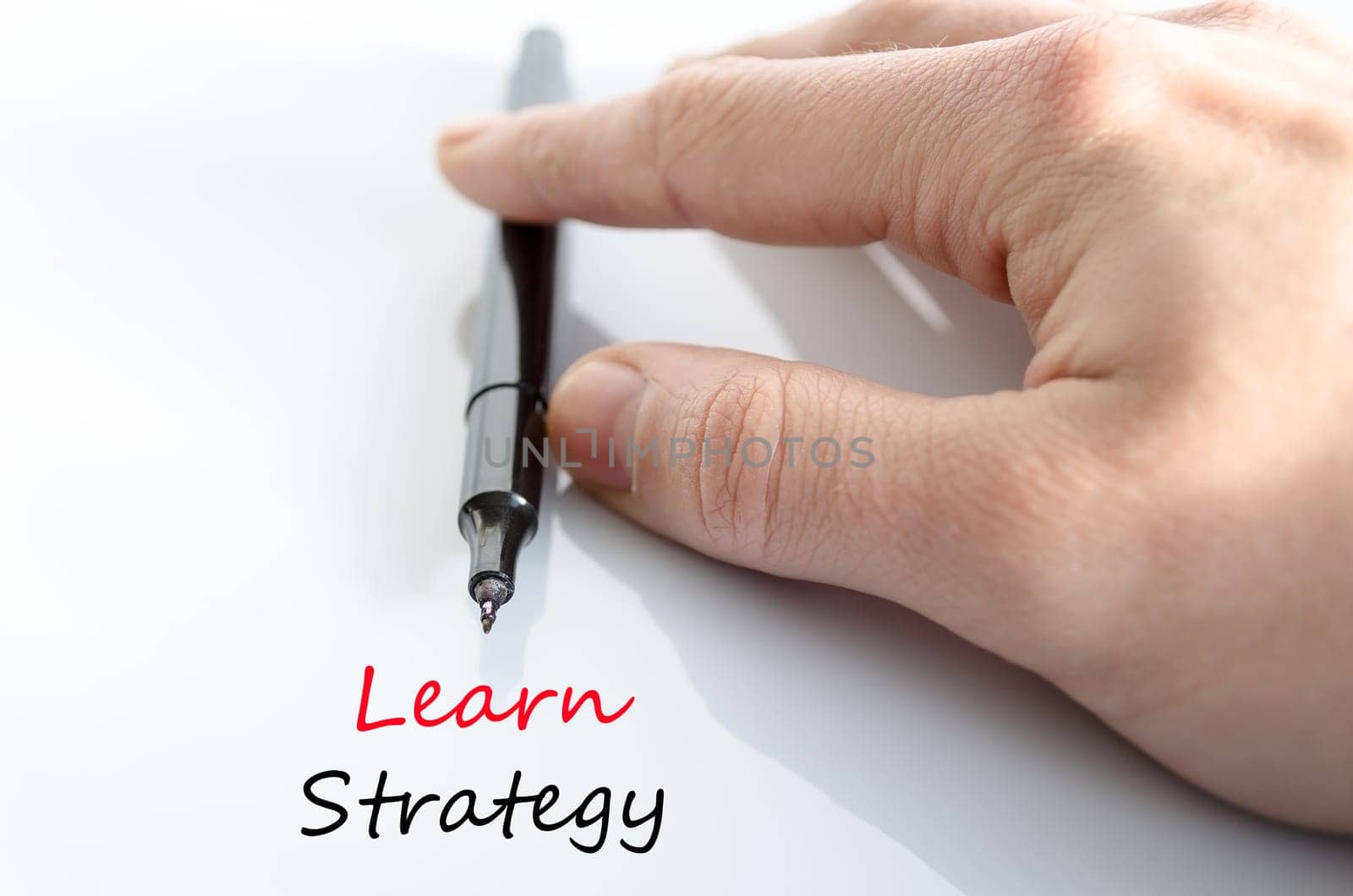 Learn strategy text concept isolated over white background