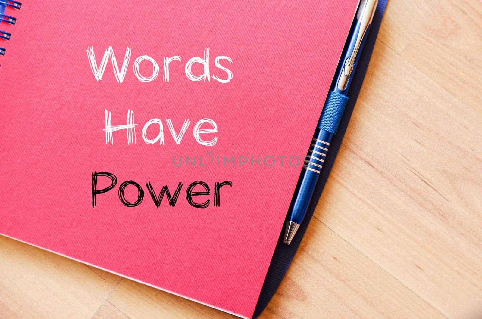 Words have power text concept write on notebook