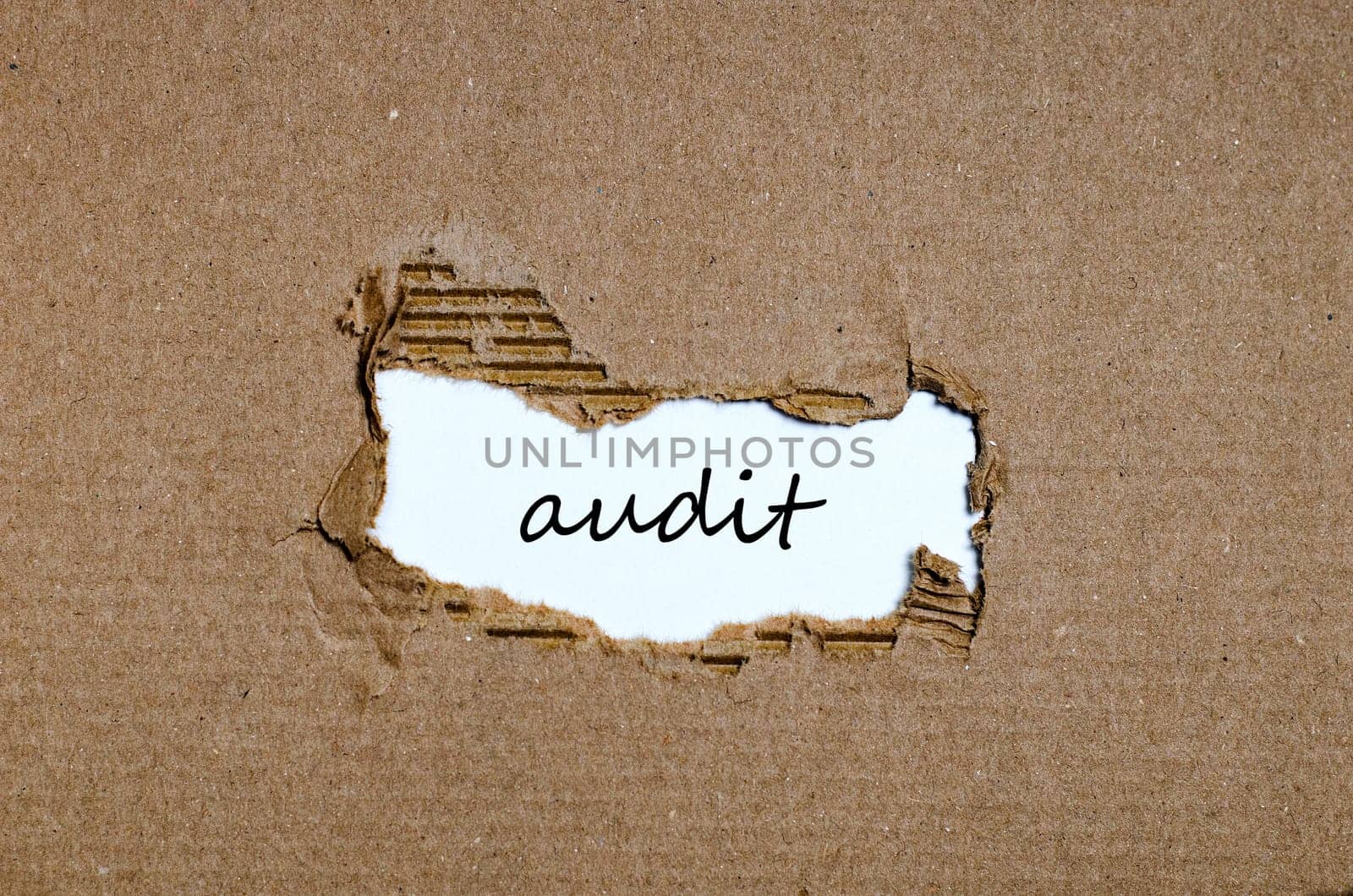The word audit appearing behind torn paper
