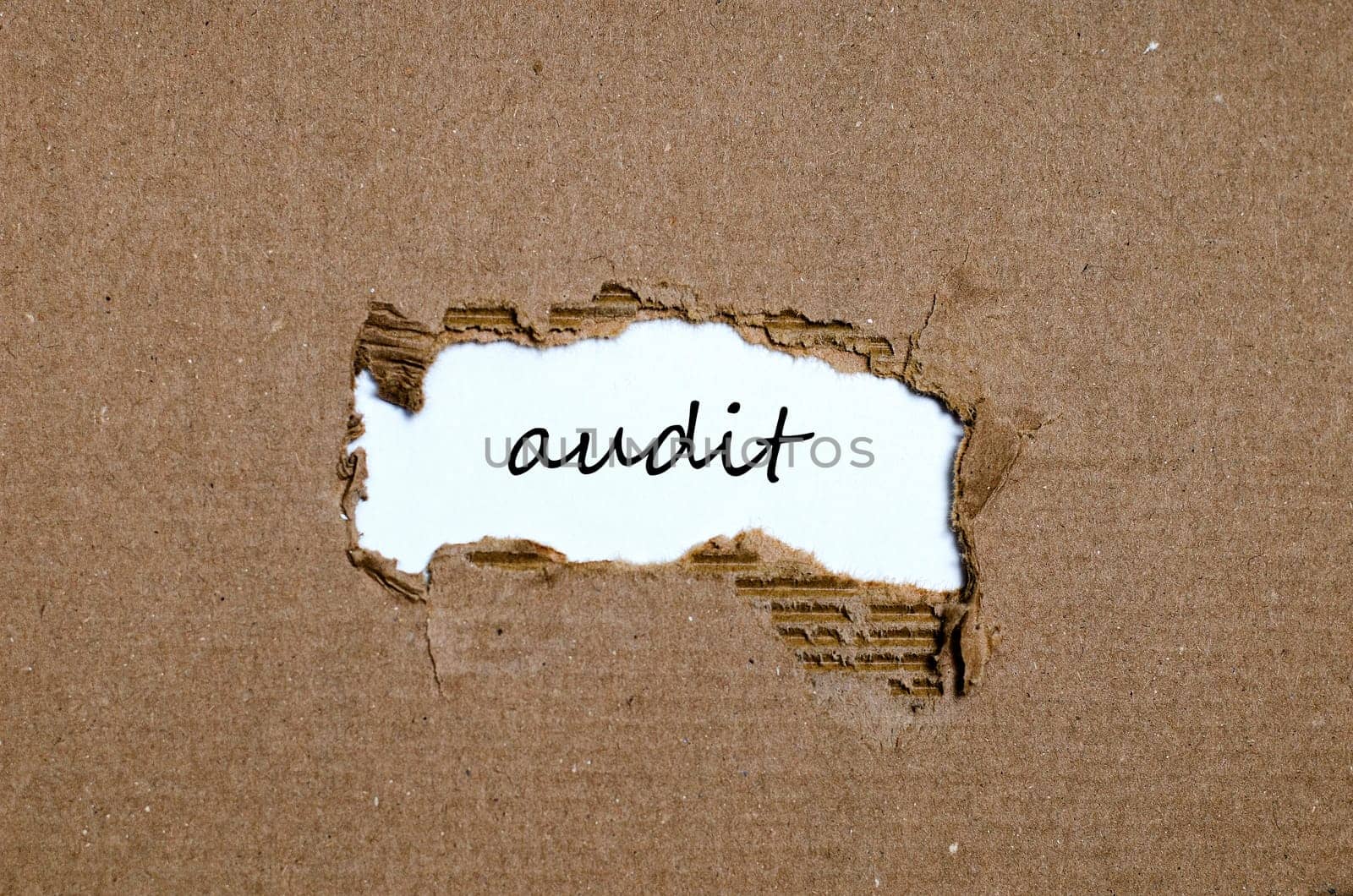 The word audit appearing behind torn paper