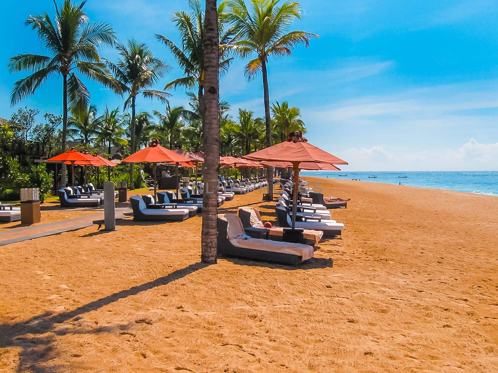 Nusa Dua, Bali, Indonesia - April 14, 2014: View of the beach at St. Regis Bali Resort