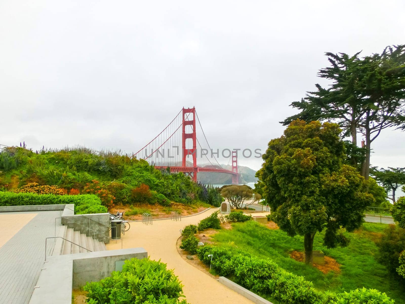 The gate bridge over sea in a fog in San Francisco