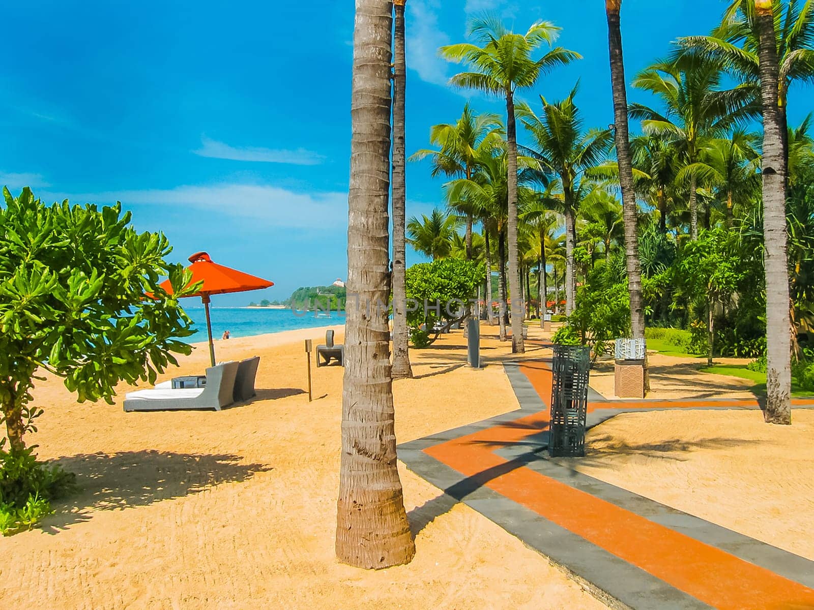 Nusa Dua, Bali, Indonesia - April 14, 2014: View of the beach at St. Regis Bali Resort