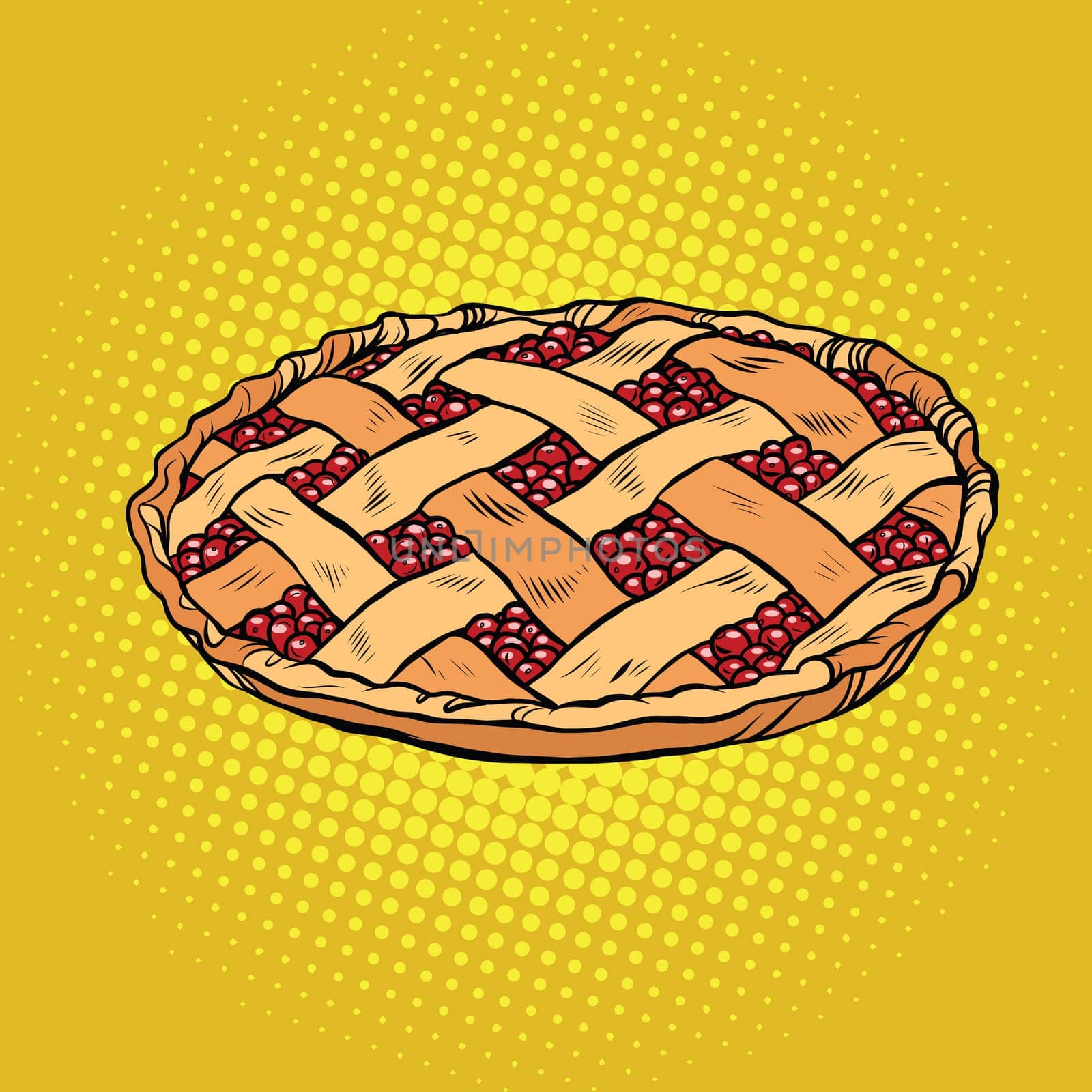 Berry pie, thanksgiving and family celebration, pop art retro vector illustration
