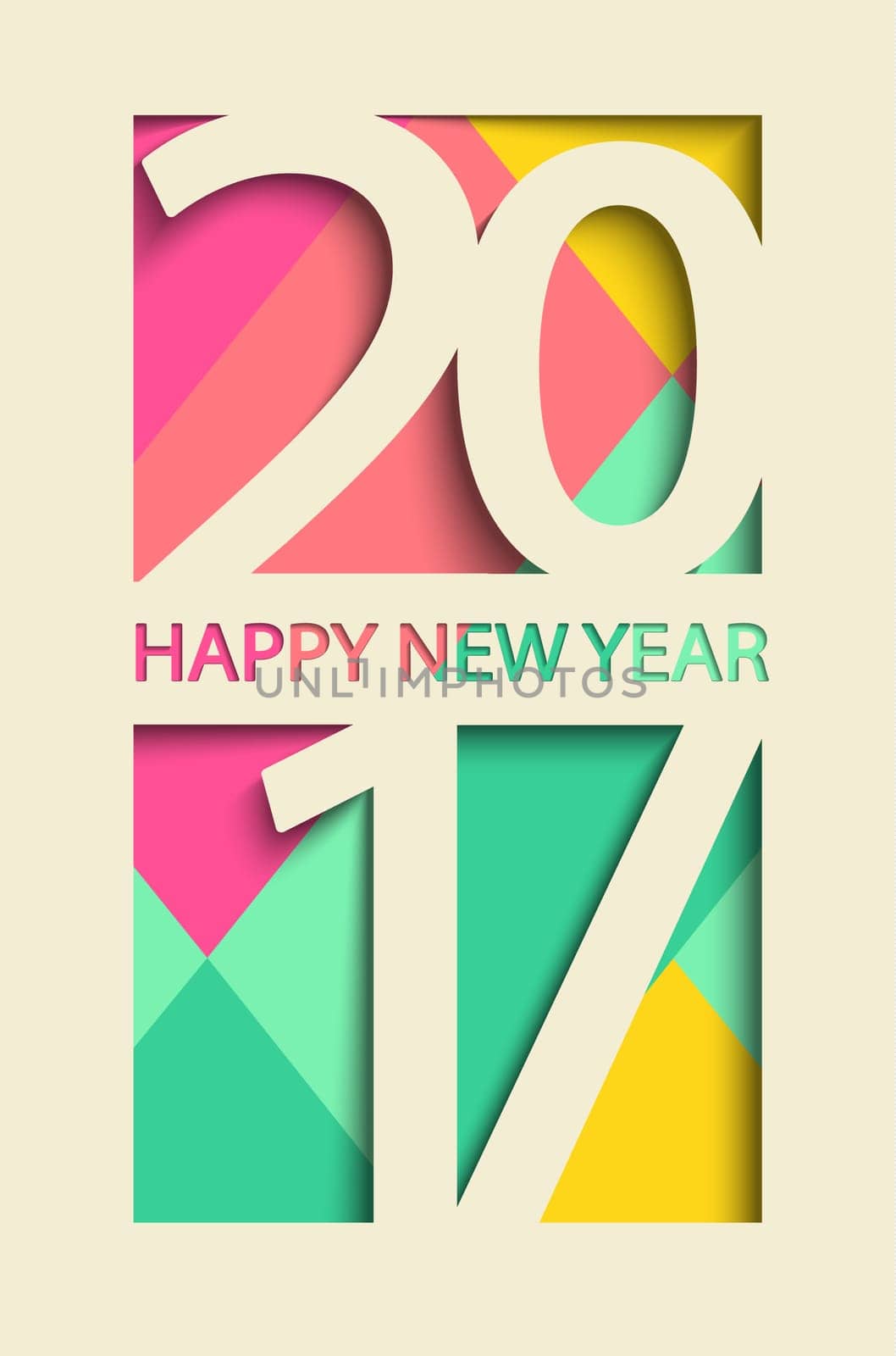 New 2017 year for greeting card, vector illustration.