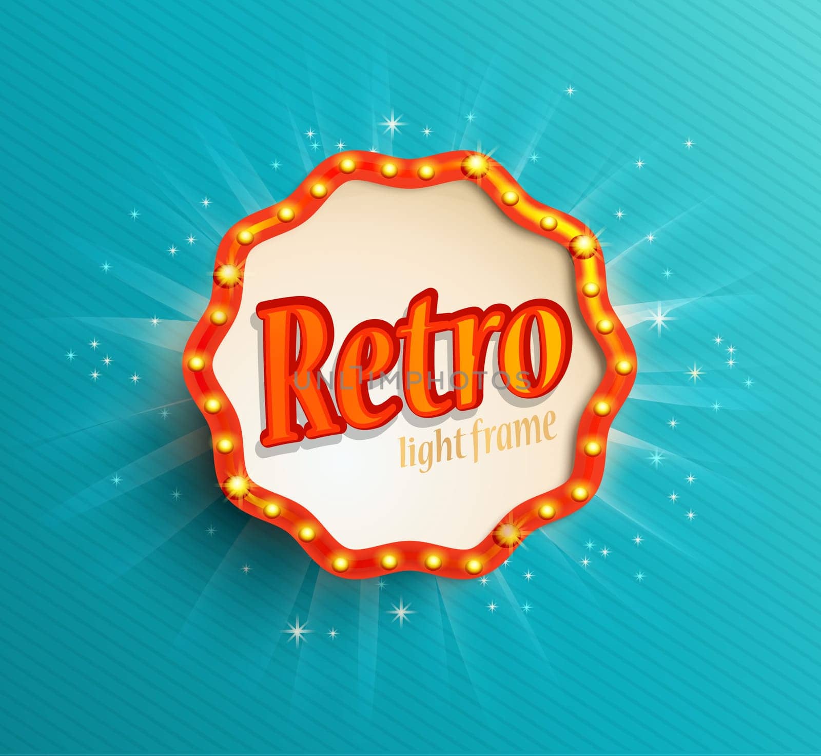 Shining retro light frame and template, vector illustration.