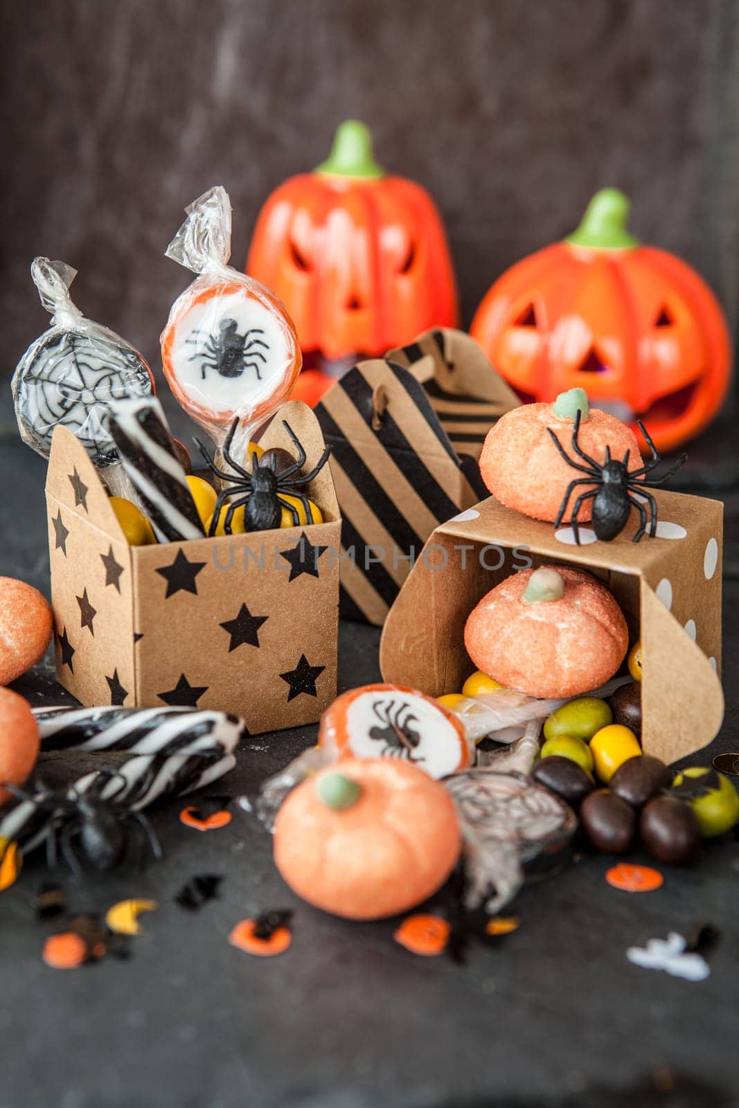 Sweets in gift boxes for Halloween