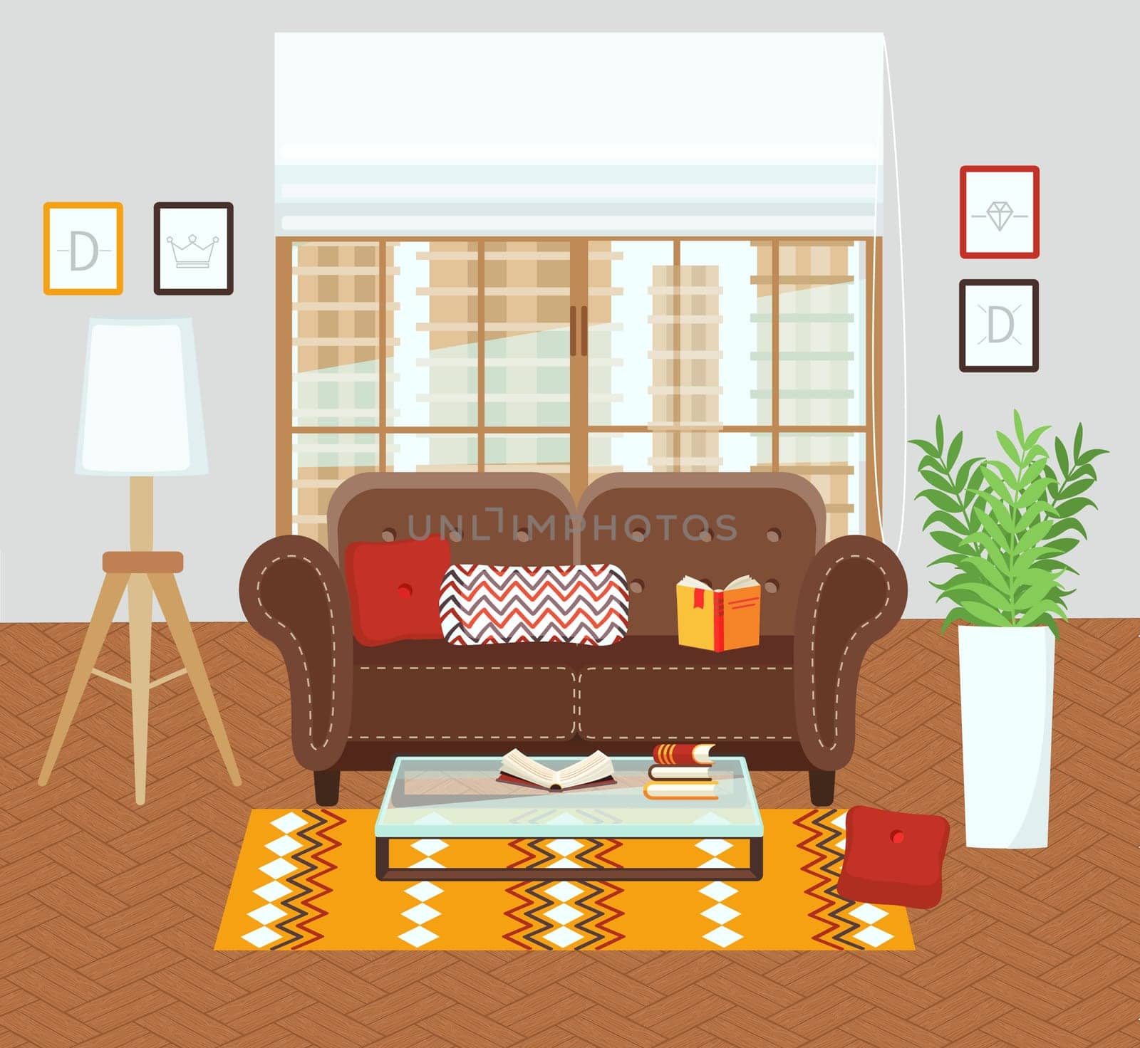 Interior of a living room. Modern flat design illustration.
