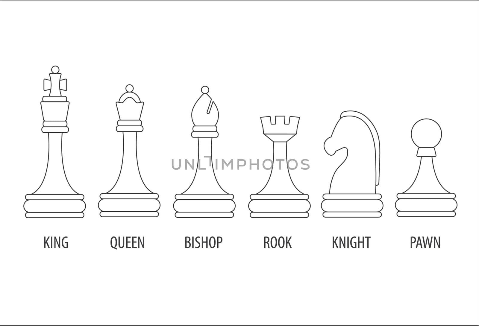 set of six chess pieces, vector illustration.