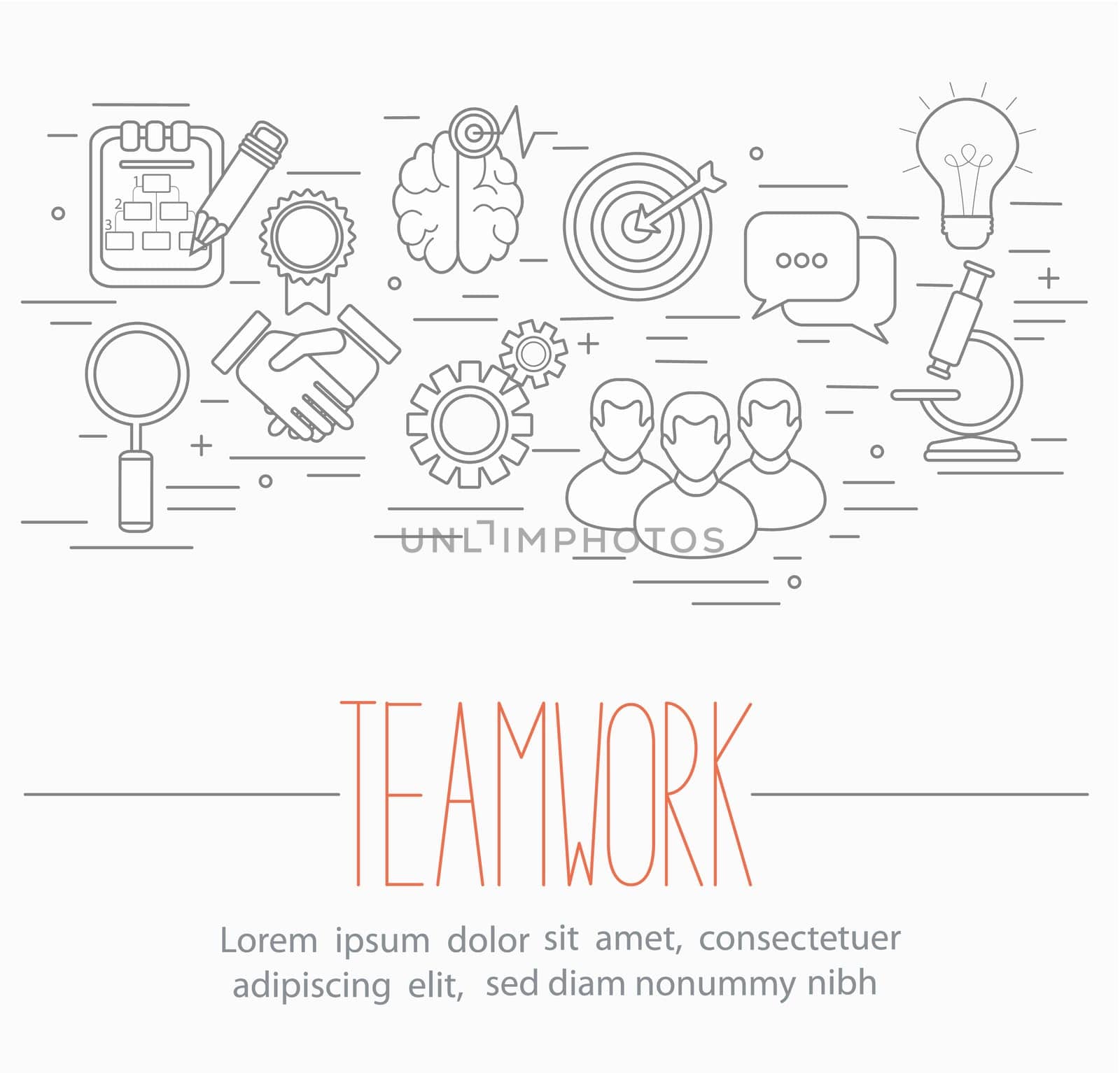 Line style vector illustration design concept of teamwork.