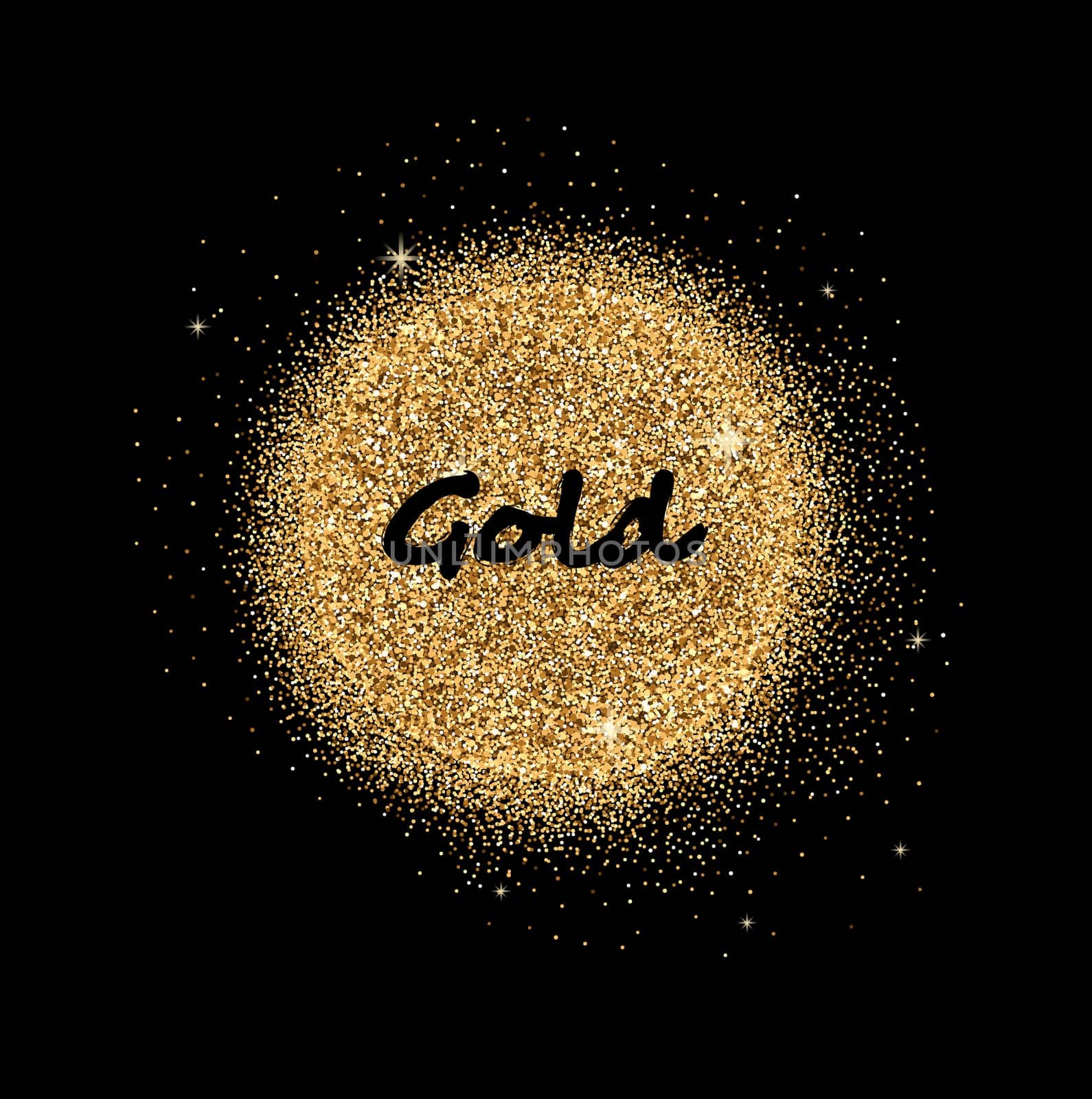 Glitter Background with space for your text. Gold glittering circle for card.