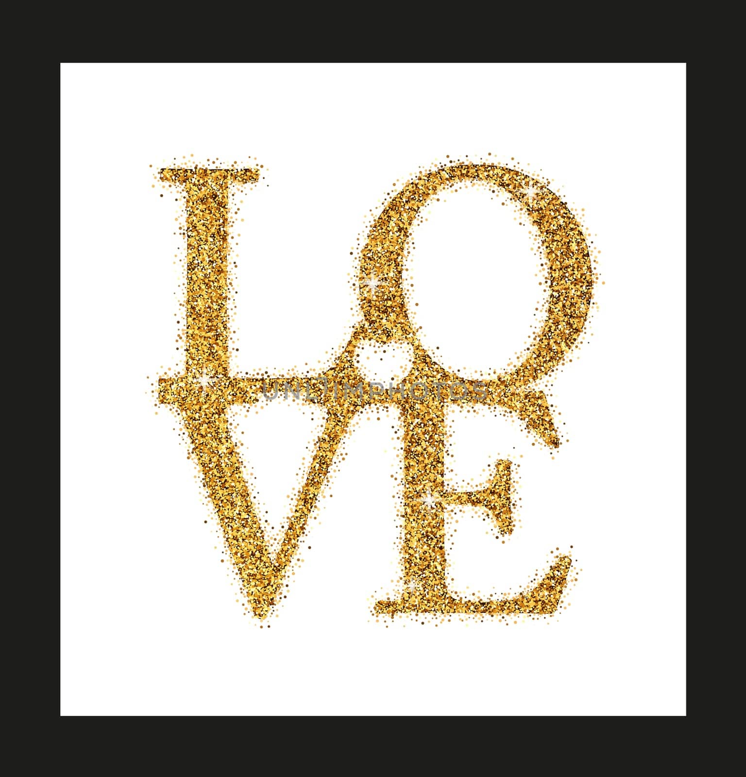 Happy valentines day and weeding design elements. Vector illustration invitation, menu, flyer, template.Gold glitter lettering Love with Hearts.