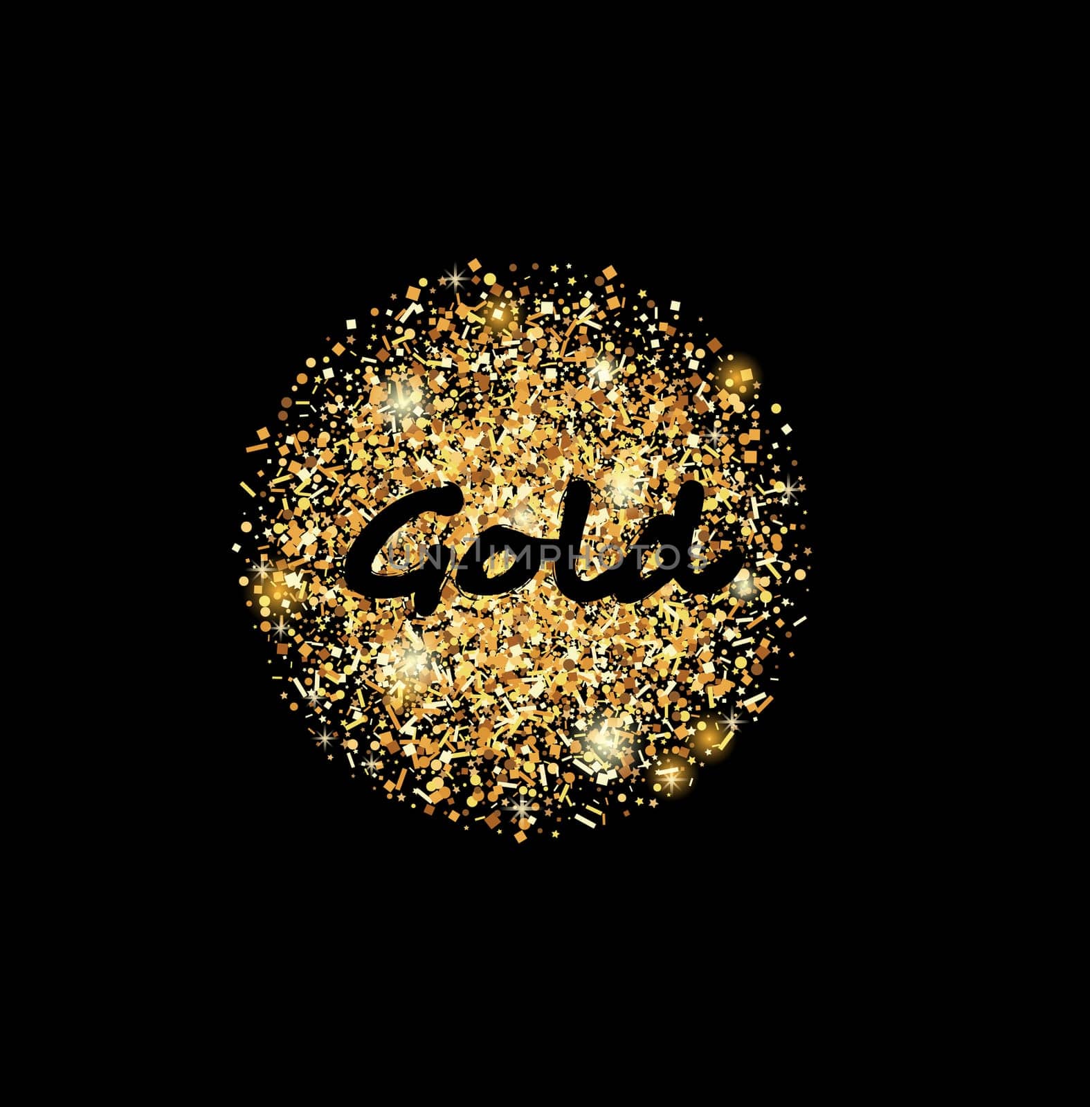 Glitter Background with space for your text. Gold glittering circle for card.