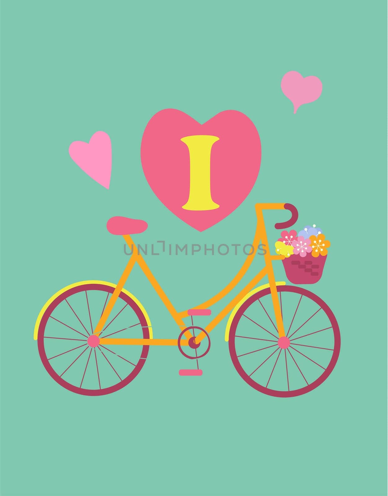 Bicycle concept vintage color poster. I Love My Bike. Vector illustration.