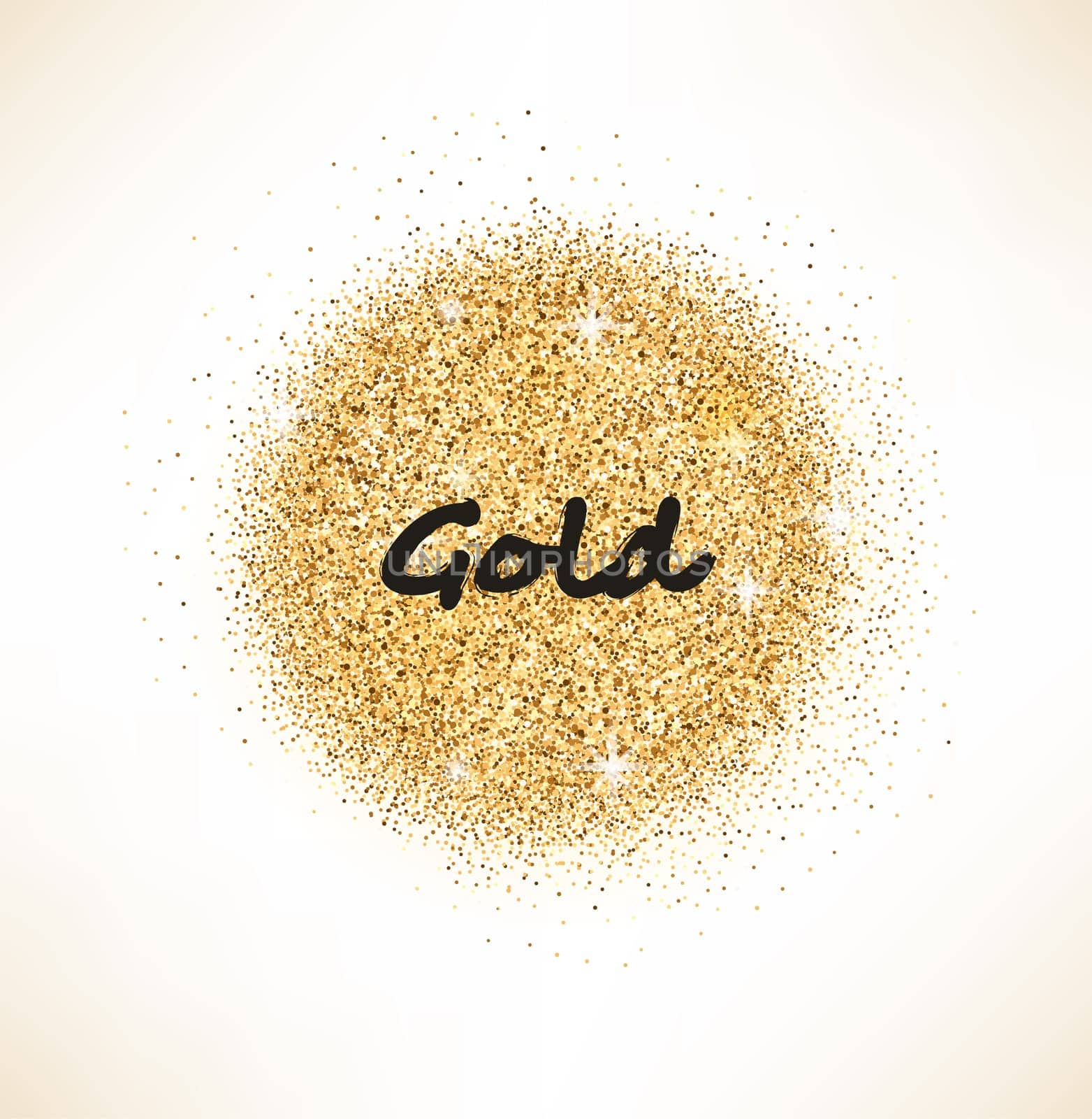 Glitter Background with space for your text. Gold glittering circle for card.