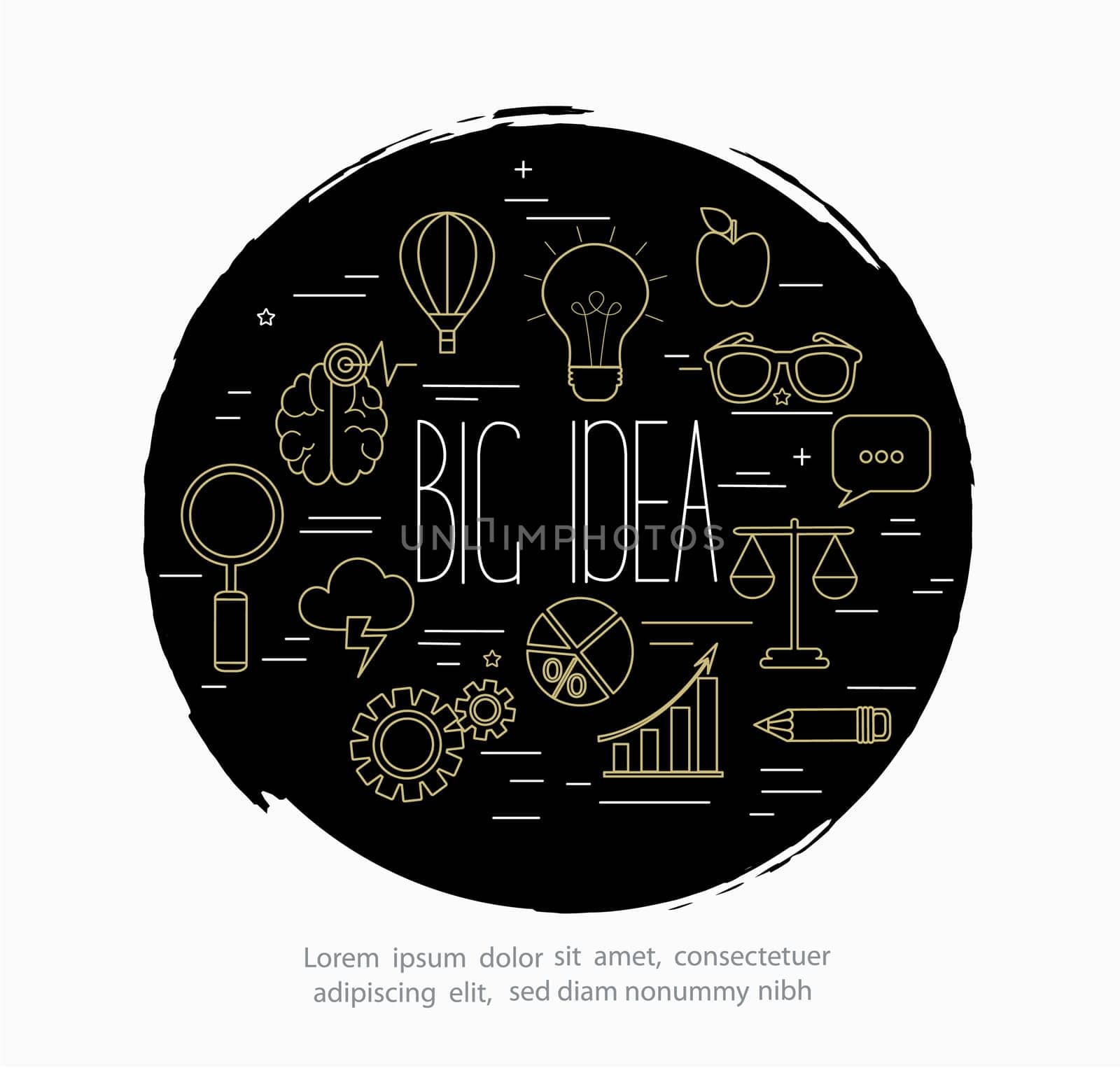 vector illustration of Line style design concept of big idea