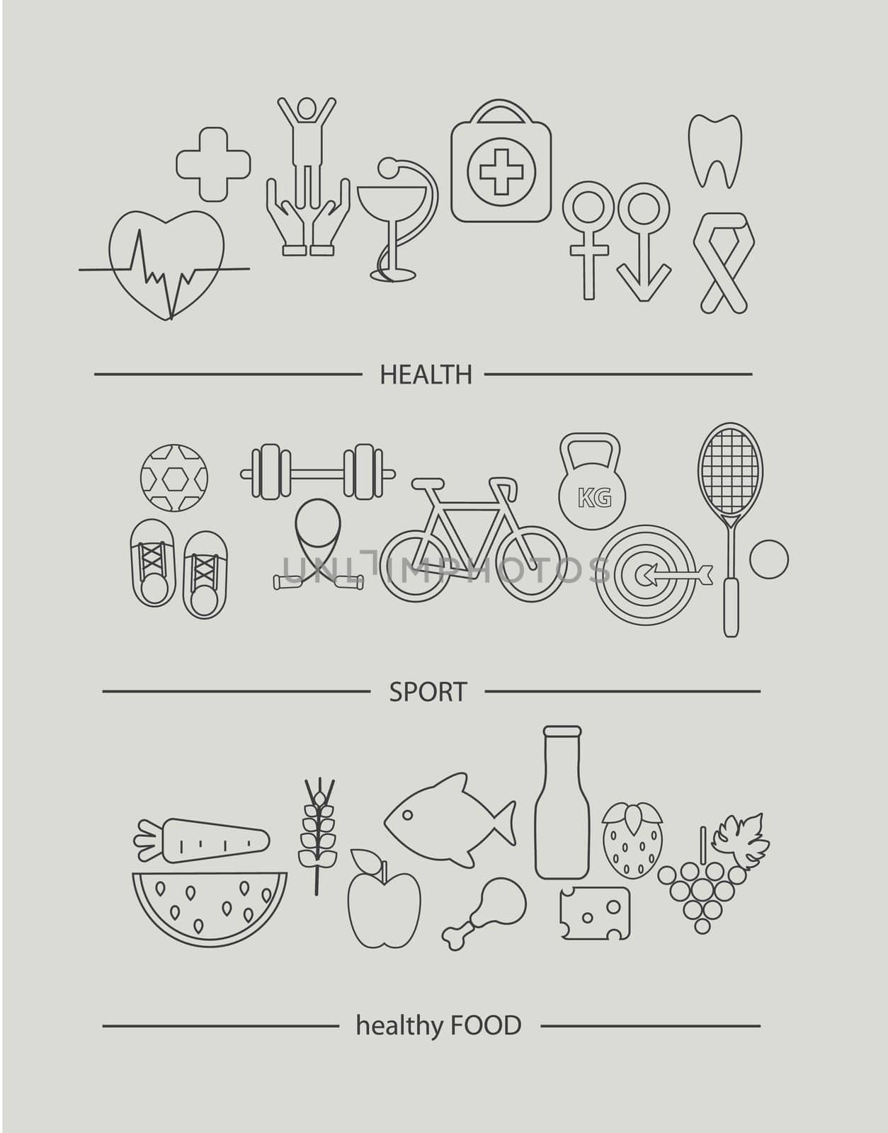 Modern thin line icons set of healthy lifestyle concept. Simple mono linear pictogram pack of health, food and sport. Stroke vector logo concept for web graphics, vector illustration.