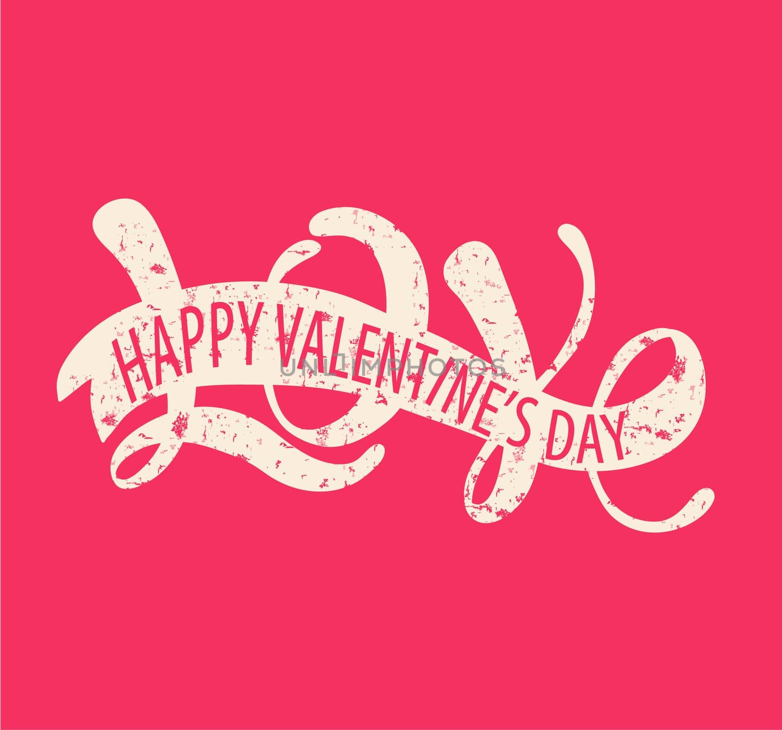 Vector illustration of Love - Happy Valentine&#39 s day, Romantic handwritten inscription for poster, valentines day card in vintage style