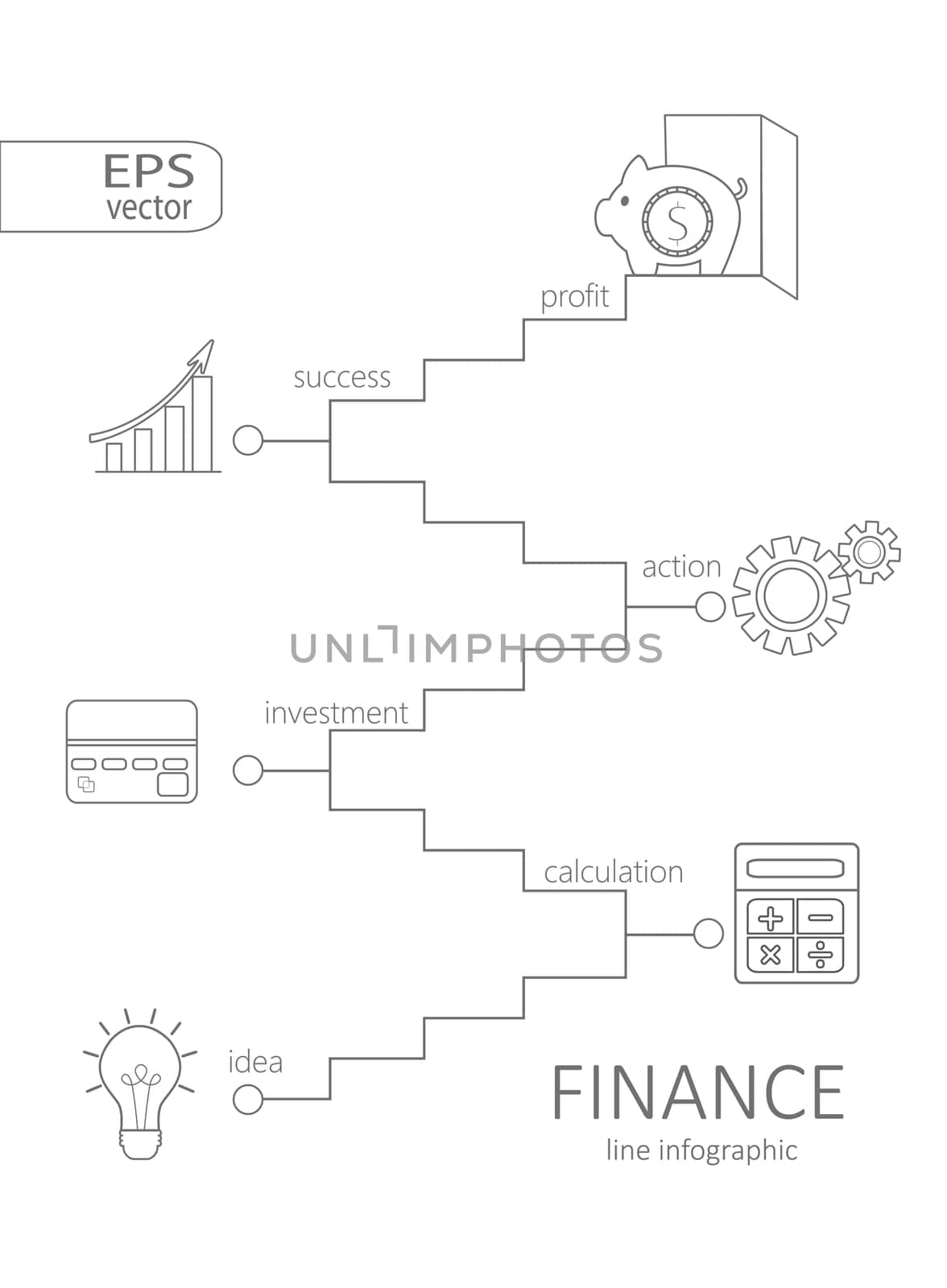 Simple mono linear pictogram Infographic finance concept. Stroke vector logo concept, web graphics. Vector Illustration.