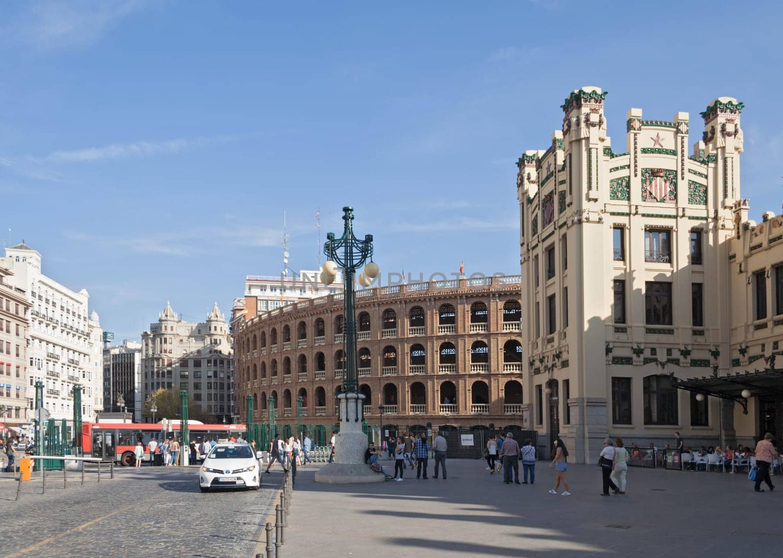 Plaza de Toros and Railway Station (Estacion del Nord) in Valencia, Spain