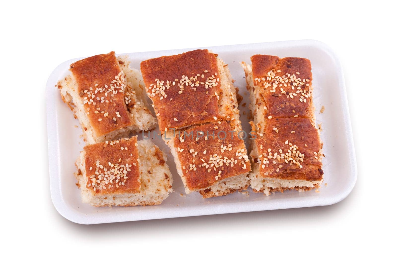 Pastry puffed with pork cracklings isolated on white background.