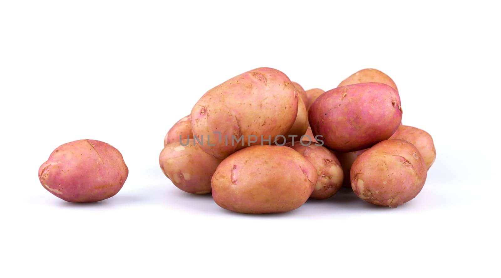 Fresh potatoes isolated on white background.
