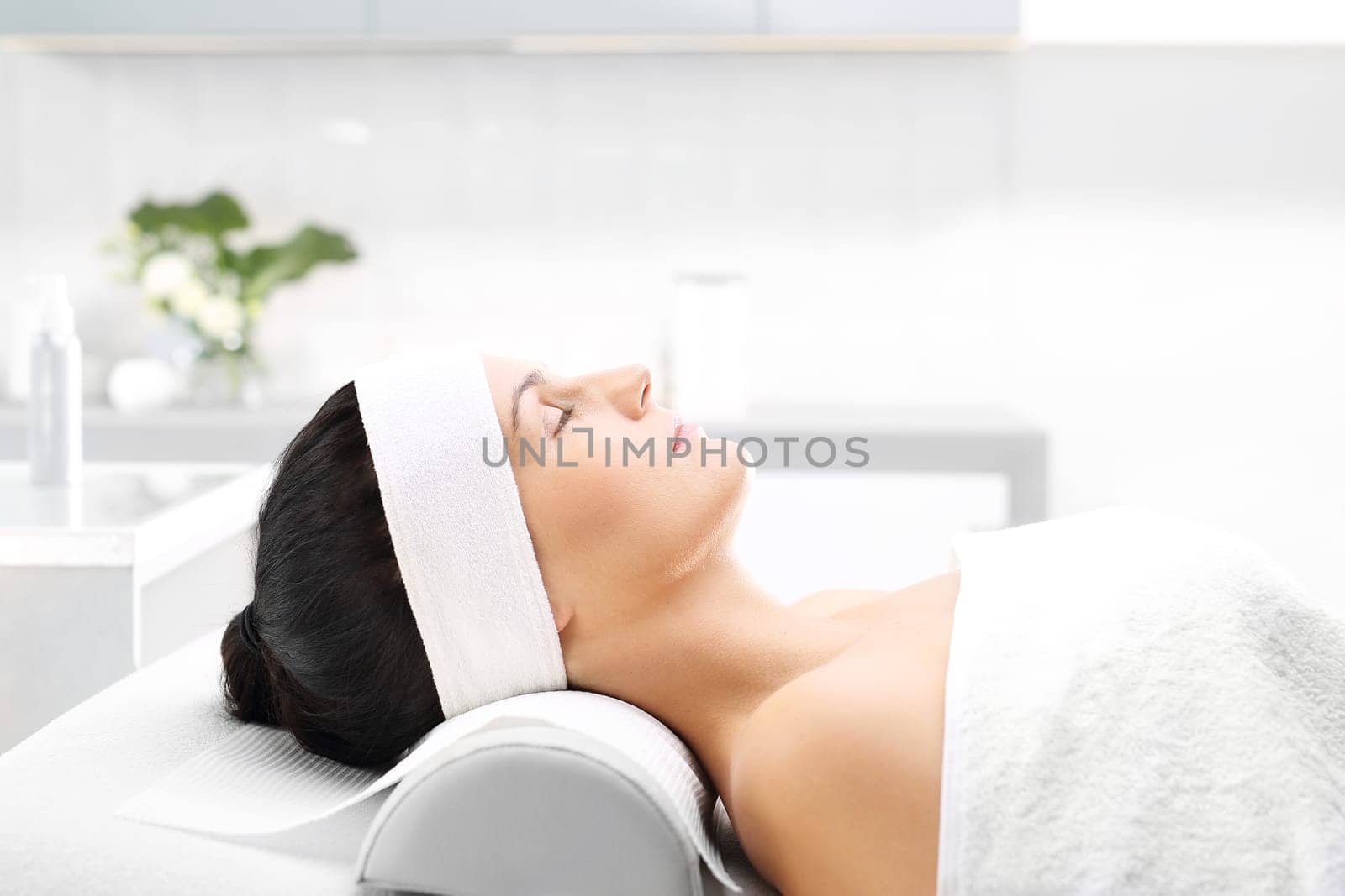 beautiful young woman in a beauty salon.