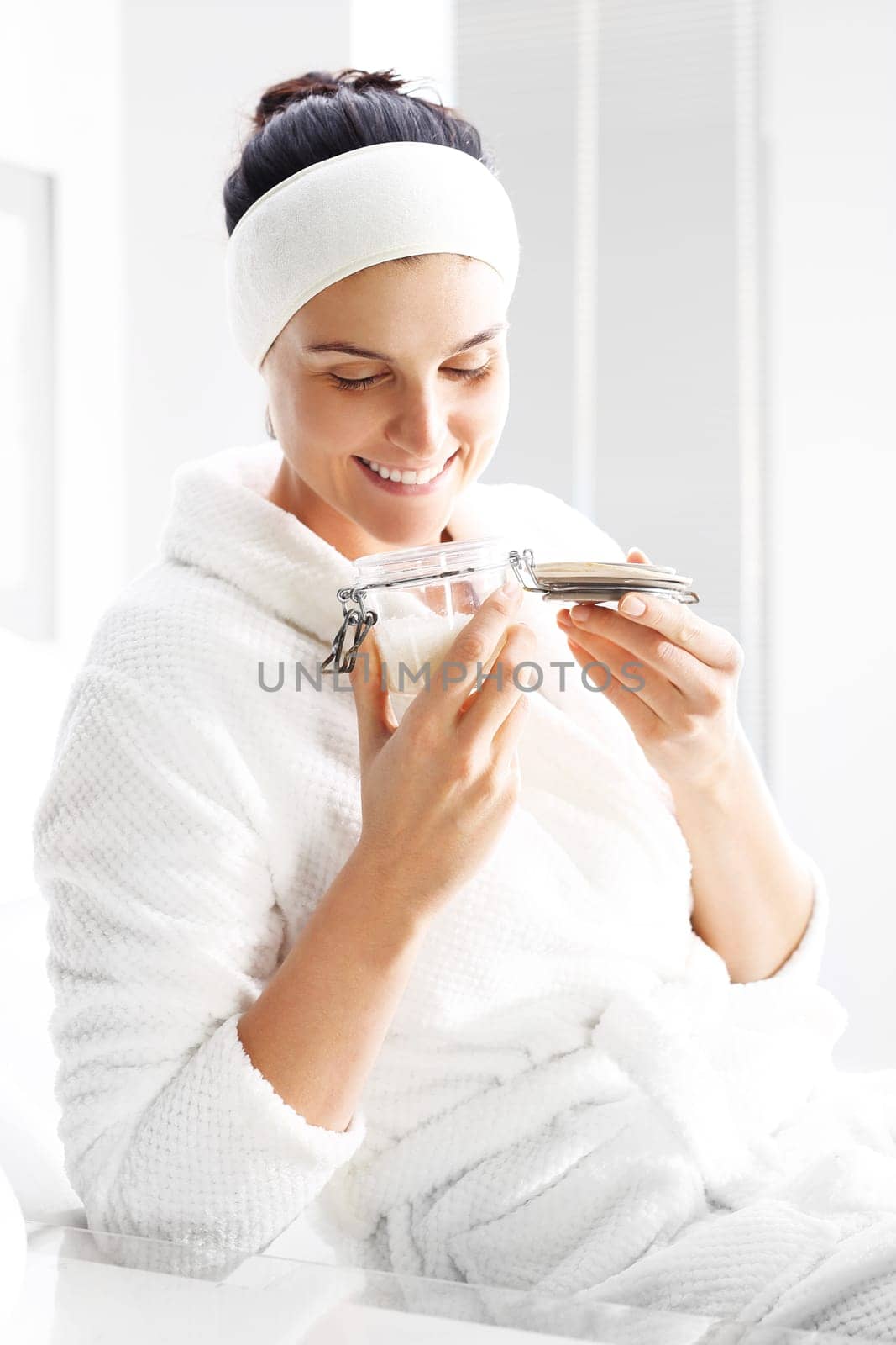 beautiful young woman in a beauty salon.