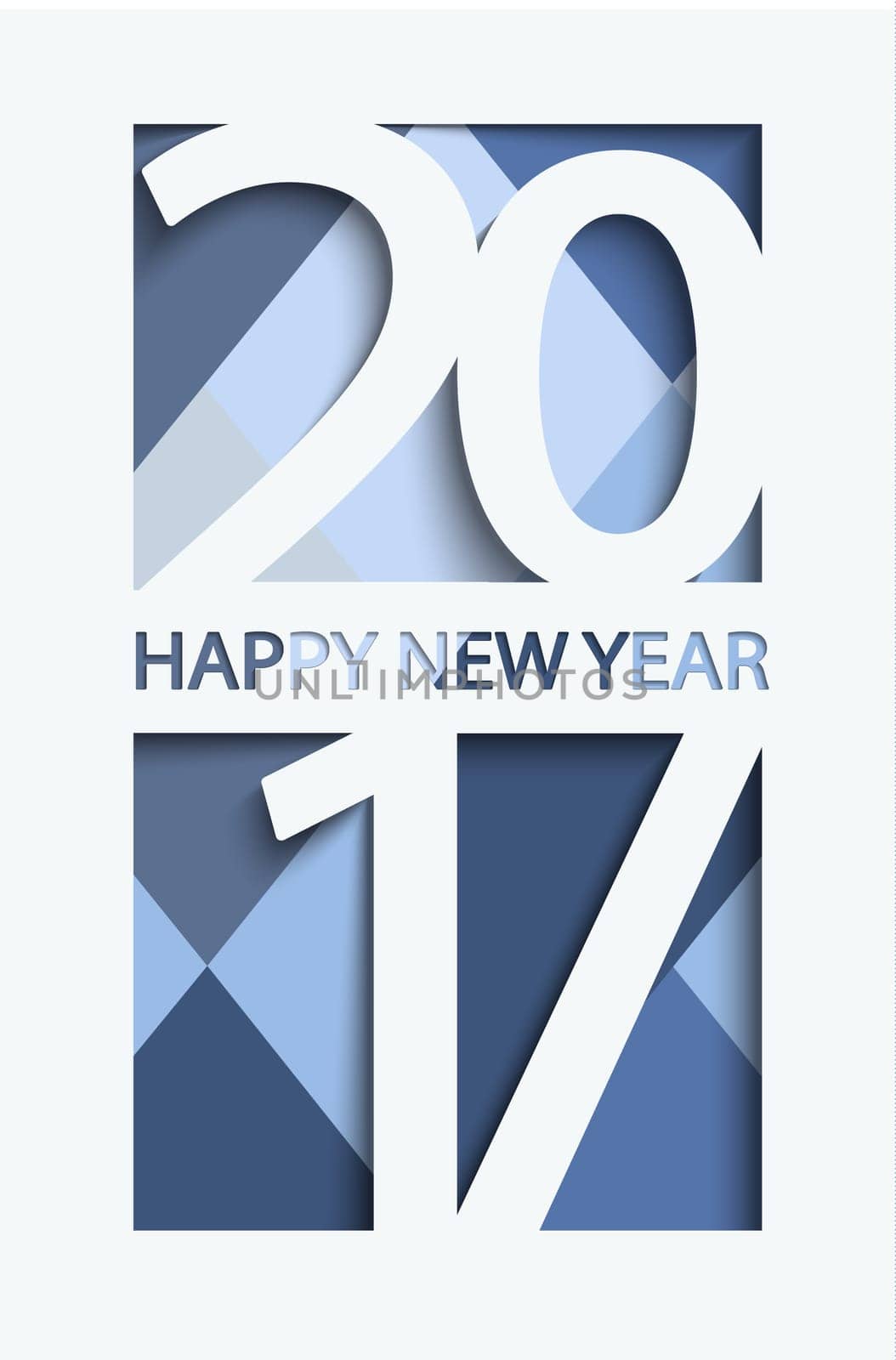 New 2017 year greeting card. Denim colours background, vector illustration.