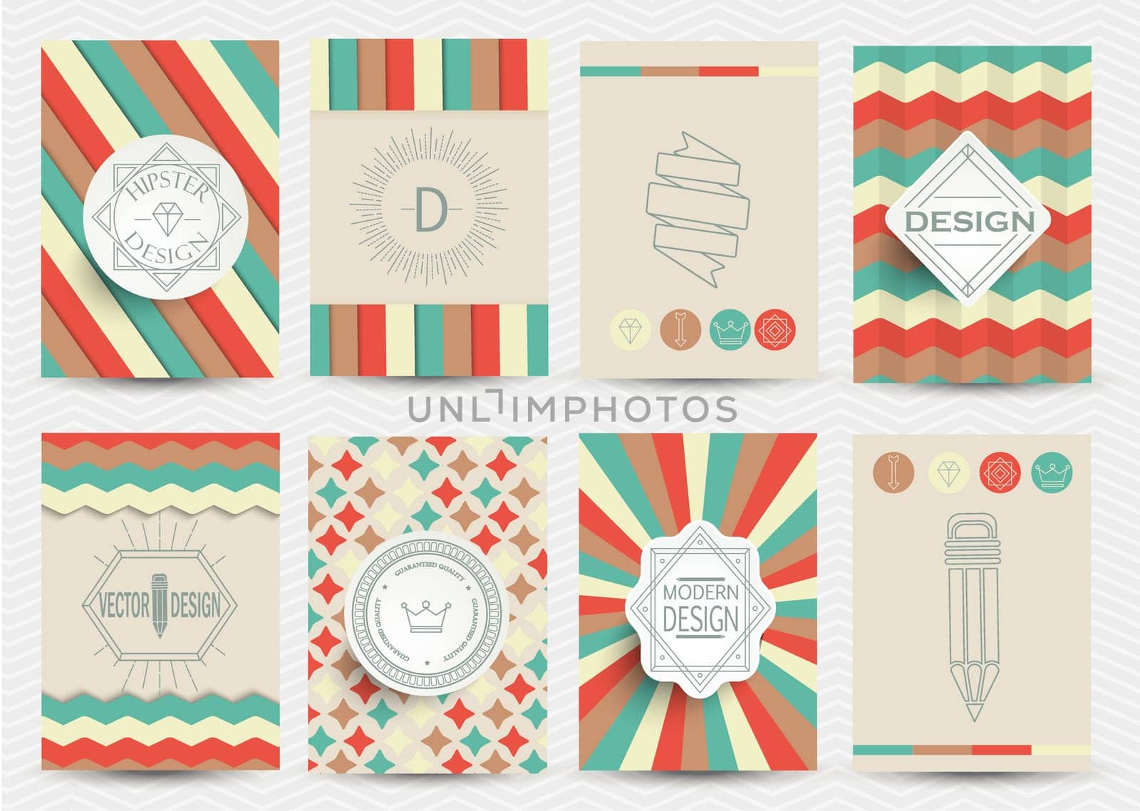 Set of Retro Insignias, Logotypes, brochures in vintage style.
