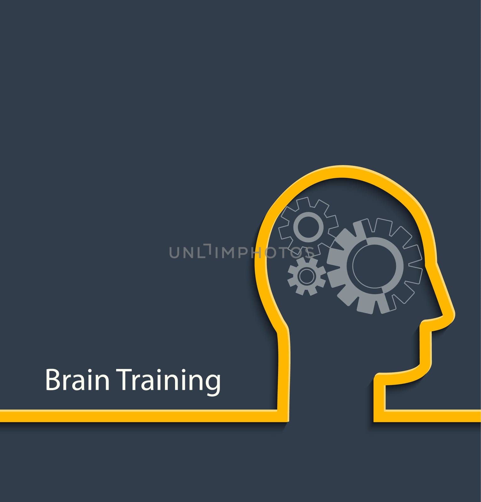 Brain training concept. Gear head. Vector illustration