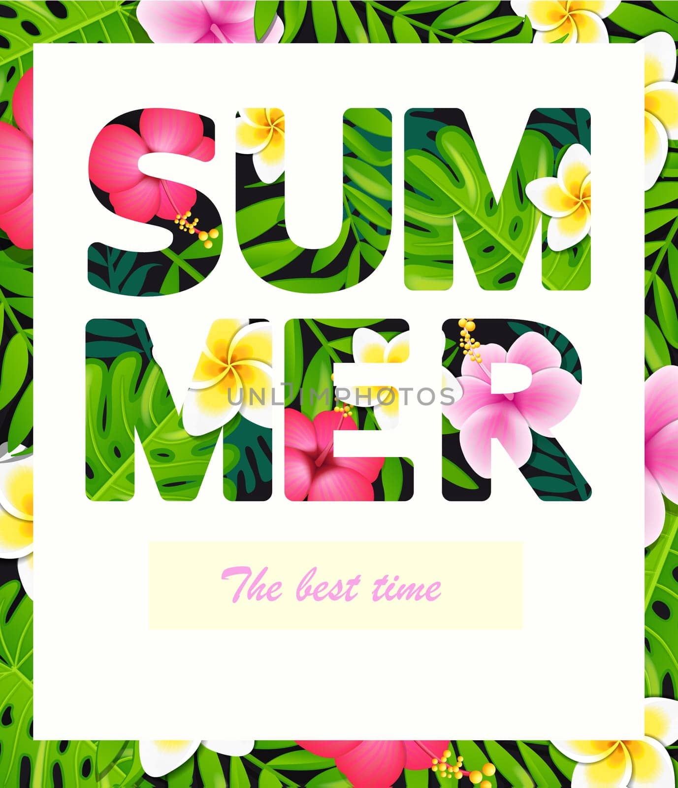 Tropical print slogan. For brochures and banners and clothes.