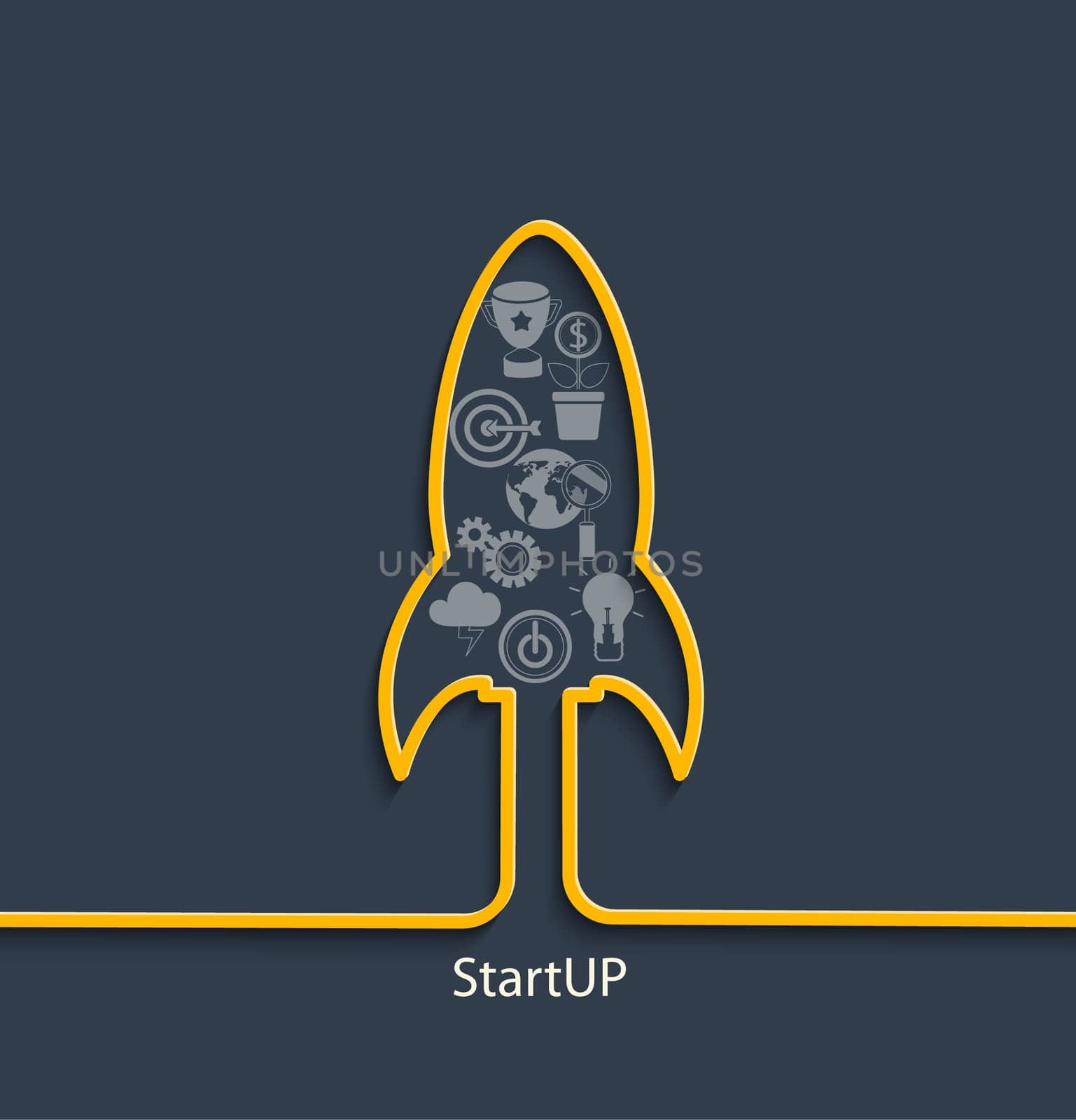 Vector startup concept in flat style - signs and banner - new business.