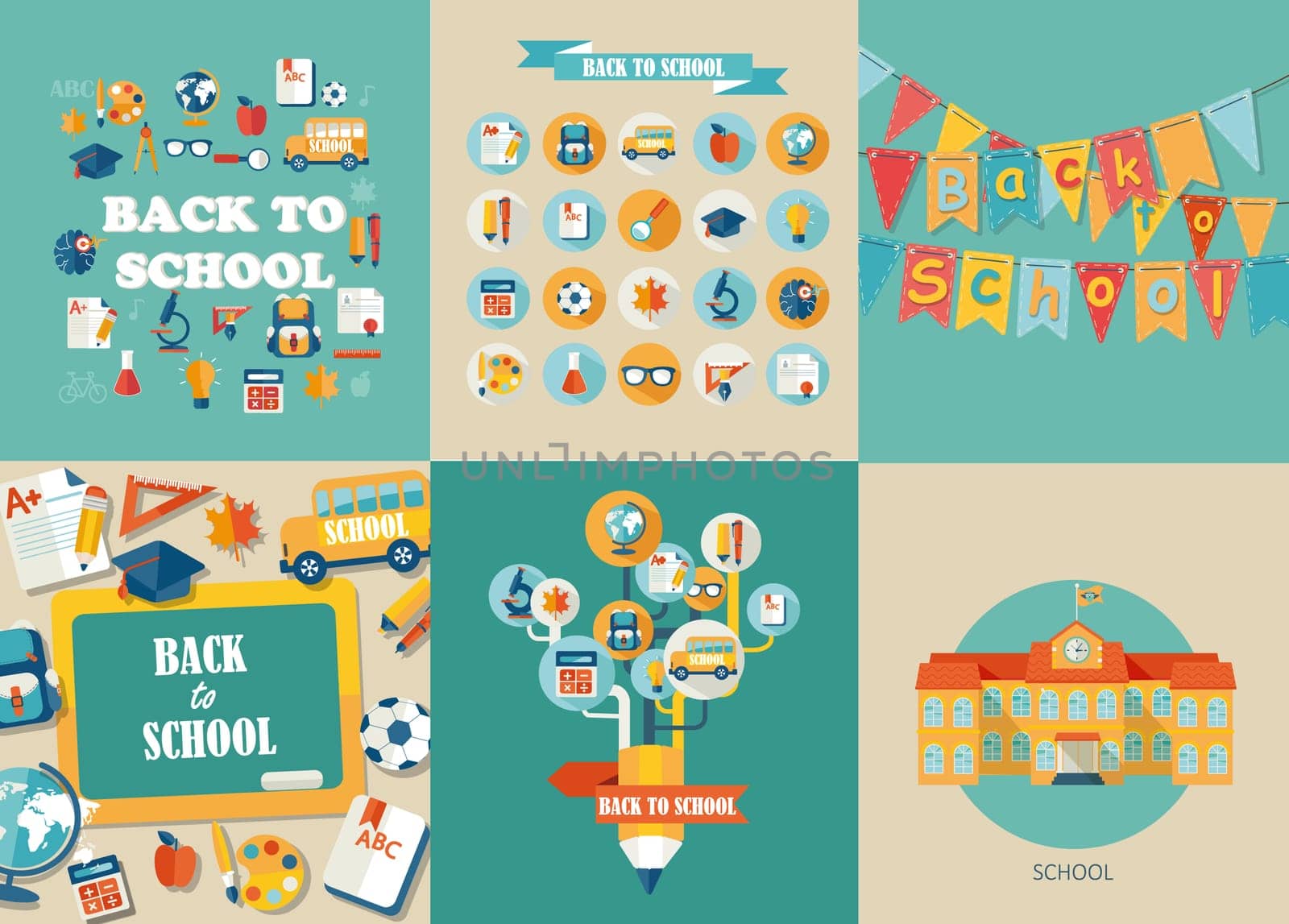 Flat design vector illustration concepts of education. Concepts for web banners and printed materials. Abstract tree with pencil icons of education and science. Vector Illustration, eps10.