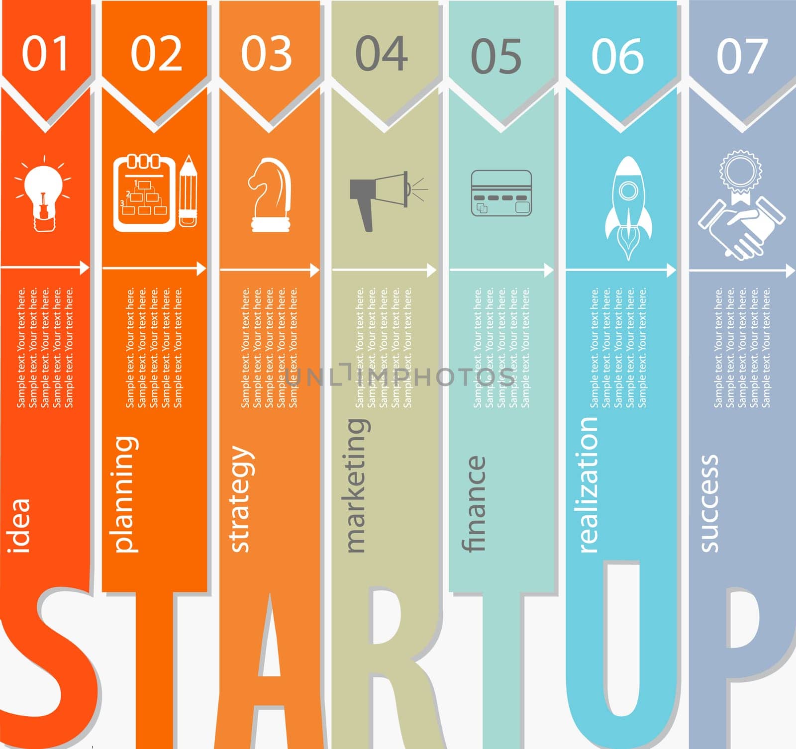 Startup concept - infographic in flat style. Vector illustration.