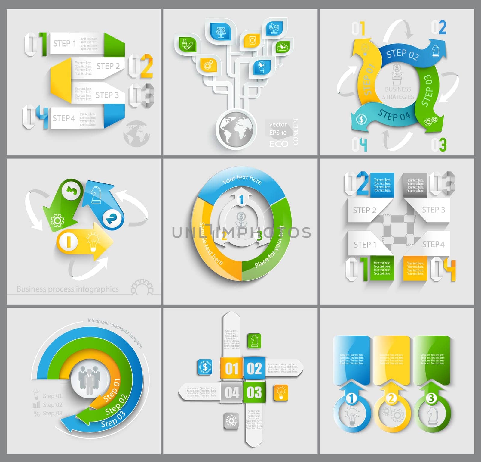 Set business marketing infographic template. Vector illustration.