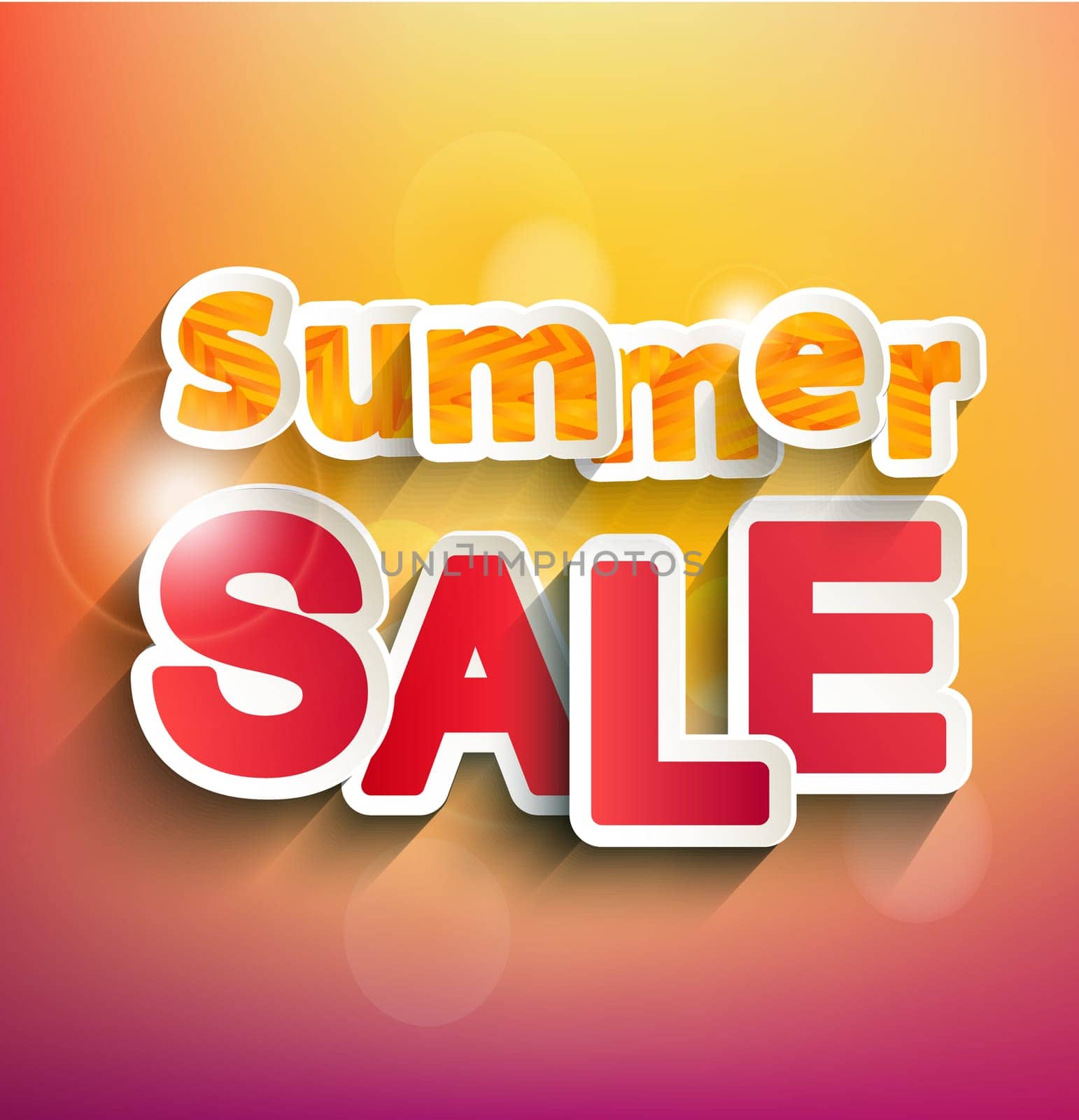 Summer Sale collection. Vector summer background with bokeh. Text design.