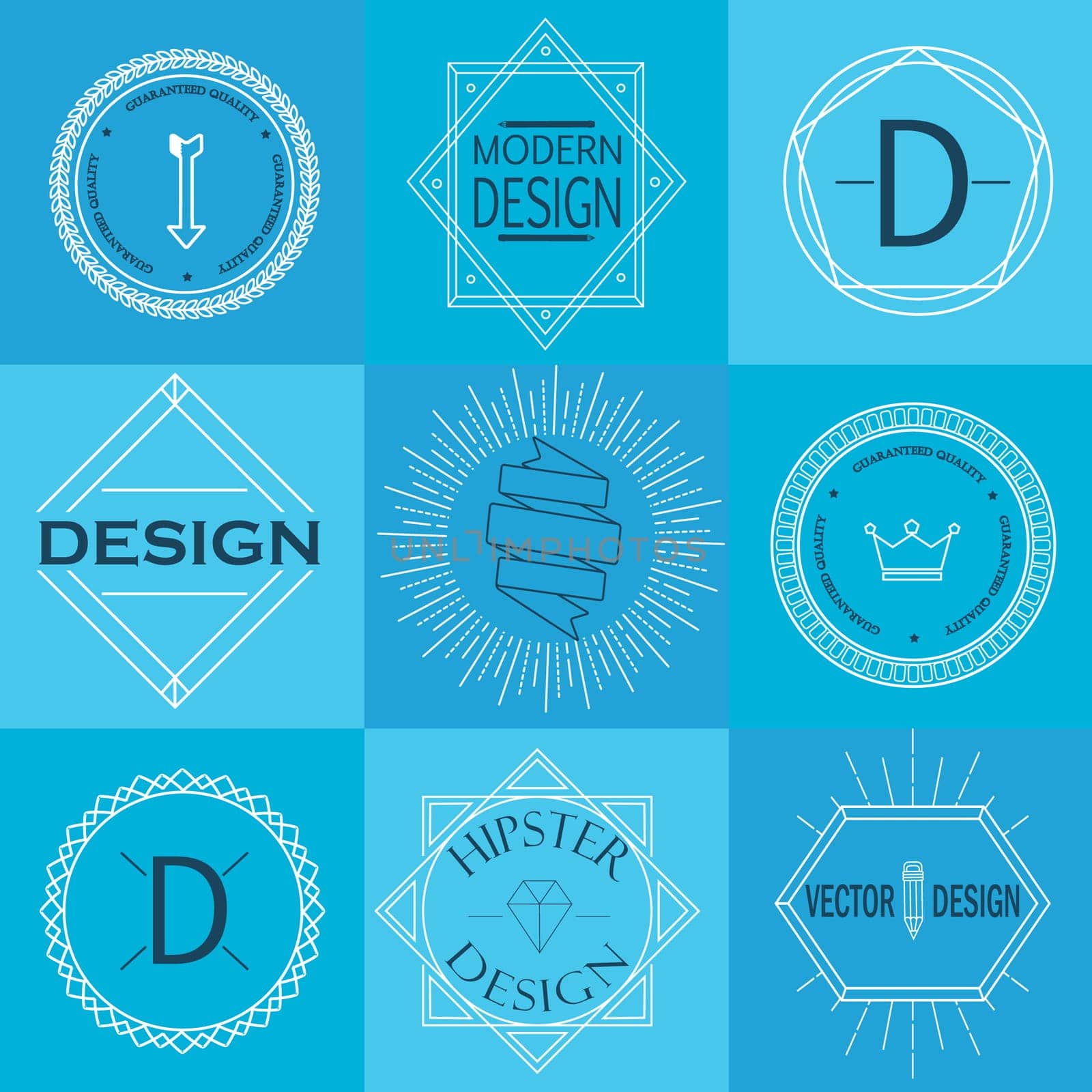 Set of Retro Vintage Insignias and Logotypes in outline style. Business Signs, Logos, Identity Elements, Labels, Badges, Frames and Other Design Elements.