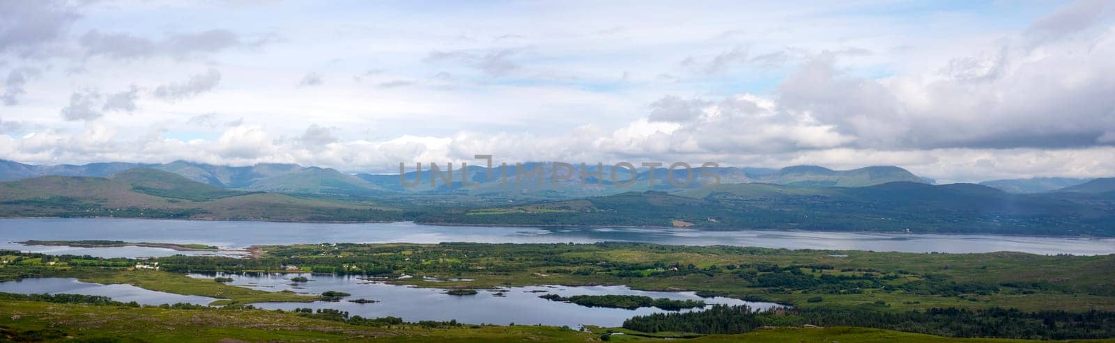 panorama of the view from the kerry way route on the wild atlantic way in ireland