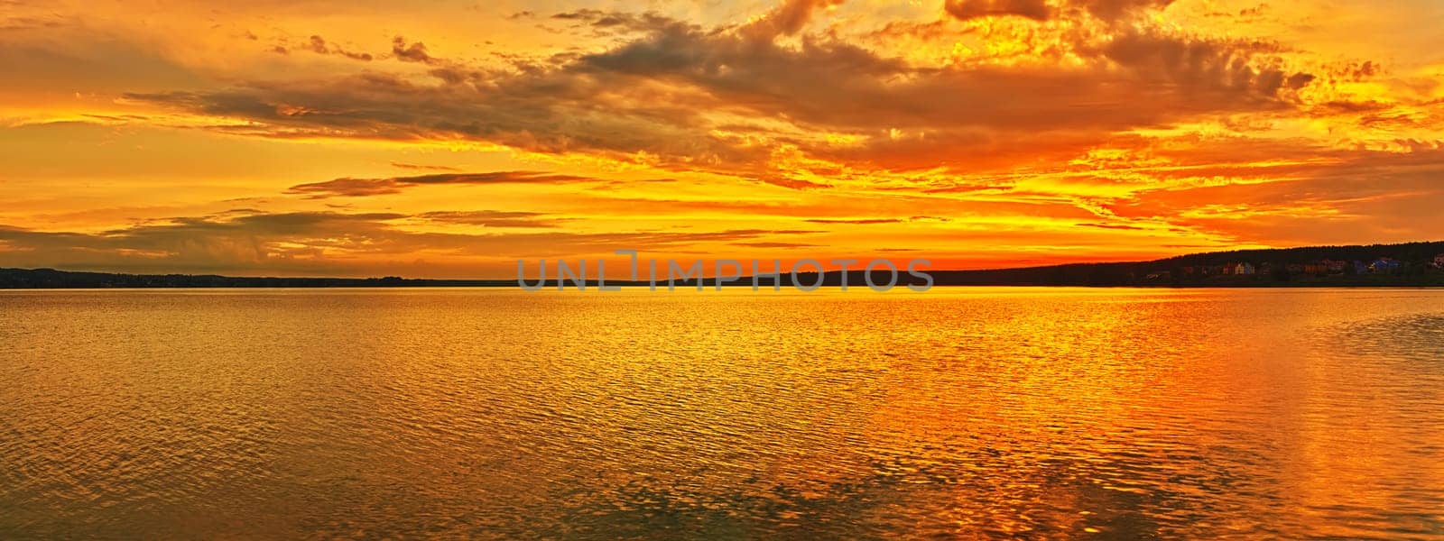 Amazing sunset over the sea. Panorama