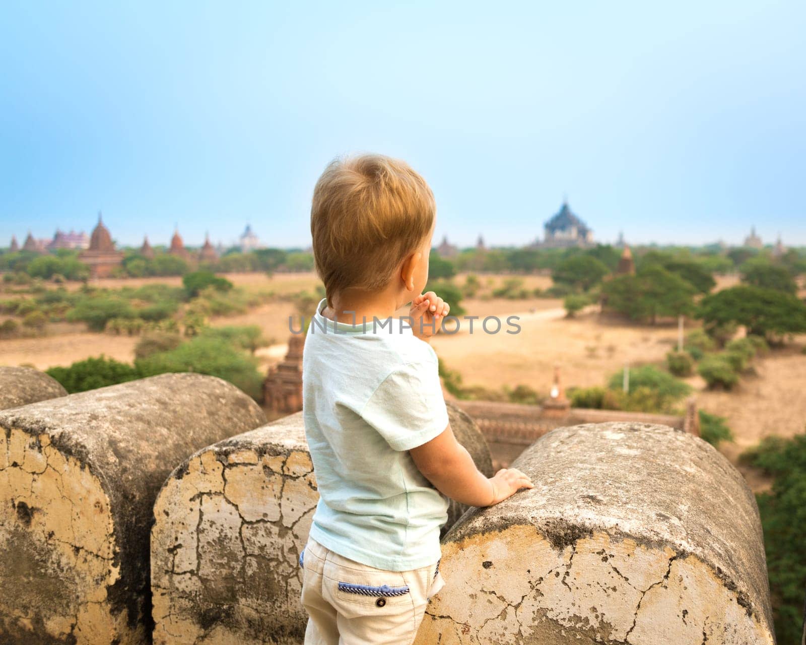 View from the Shwesandaw in Bagan. Myanmar.