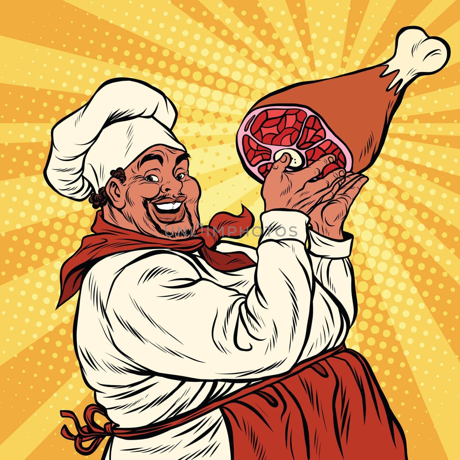 African American or Hispanic meat leg, pop art retro vector illustration